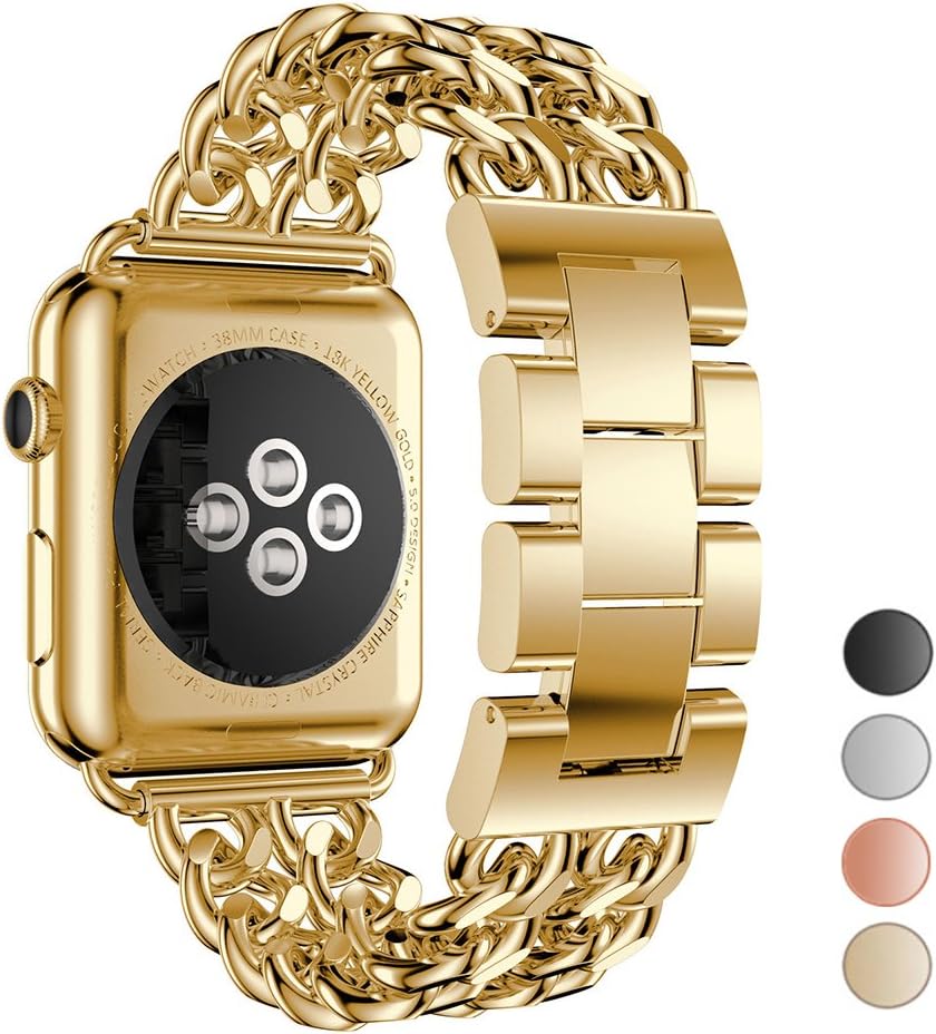 Stylish Gold Stainless Steel Apple Watch Band - Seoaura
