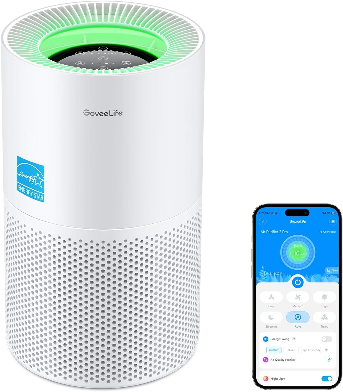 GoveeLife Smart Air Purifier for Large Rooms with App Control