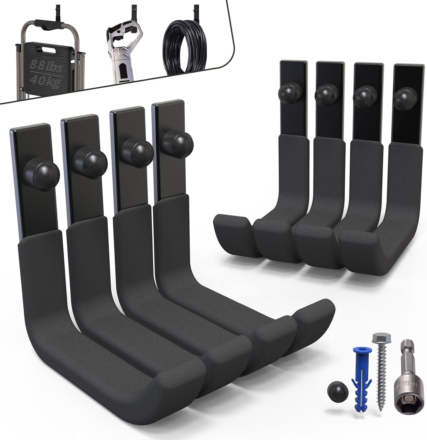 8 Pack Garage Storage Hooks for Heavy Duty Tool Organization