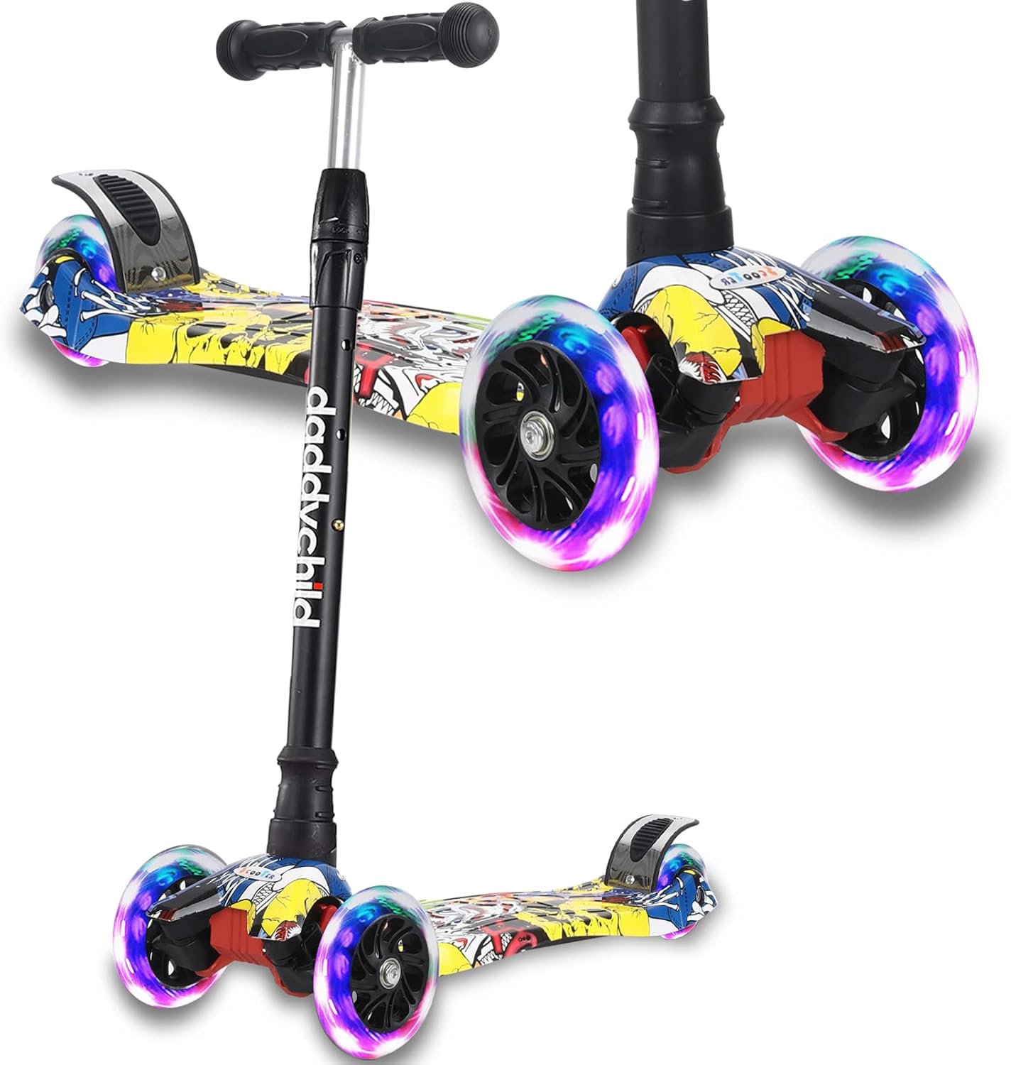 3 Wheel Kick Scooter for Kids with Adjustable Height & Lights