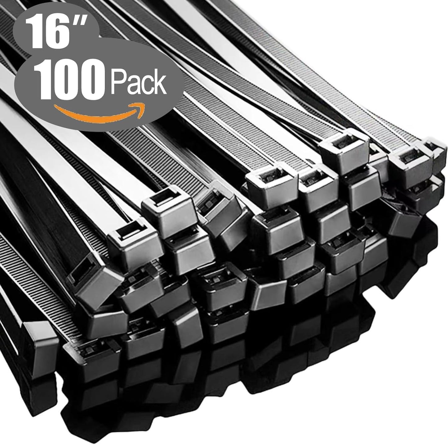 100-Pack 16 Black Zip Ties - Strong 60lb UV Resistant Wire Ties for Indoor & Outdoor Use by Paloka