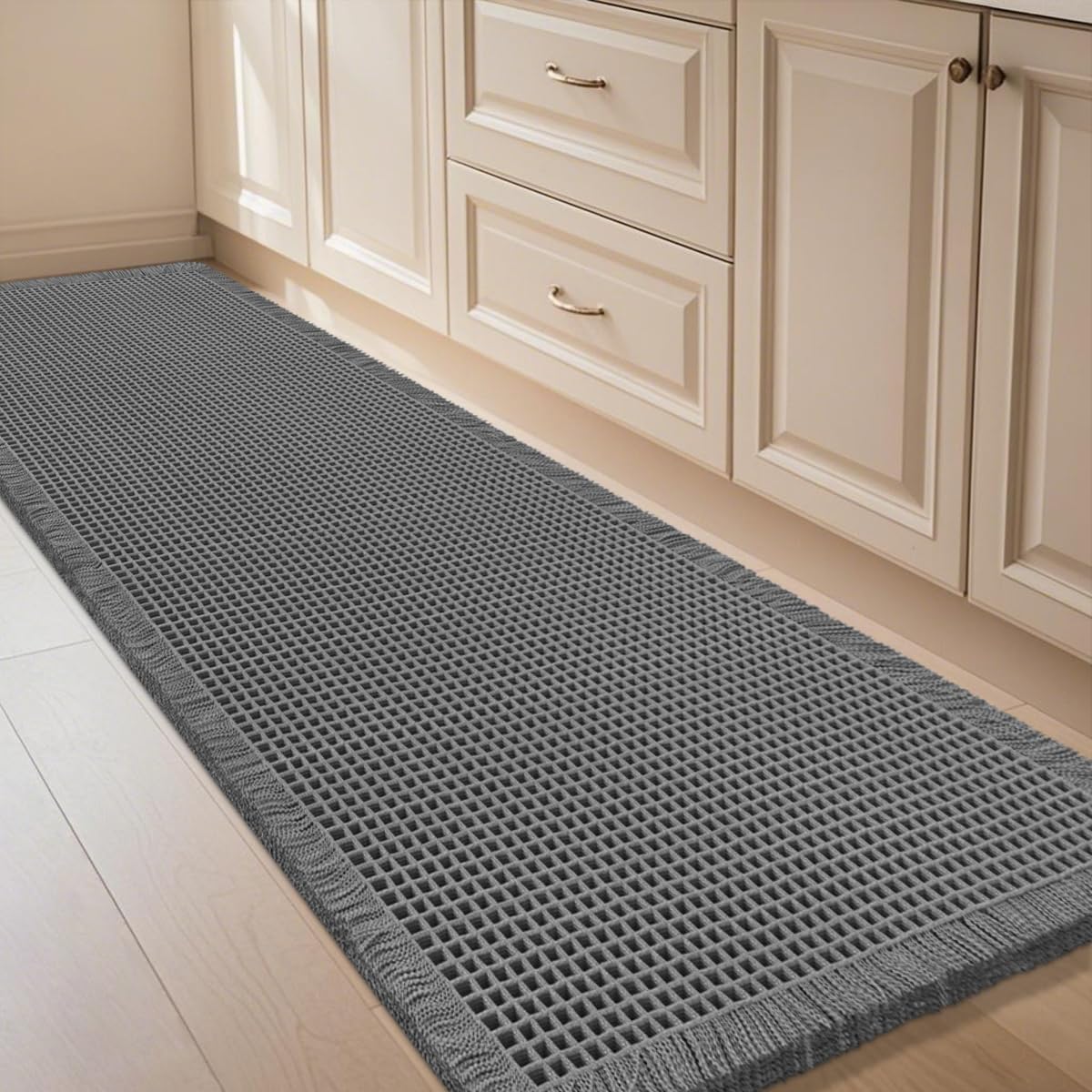 Extra Large Waffle Bath Mat Grey for Modern Bathroom Decor