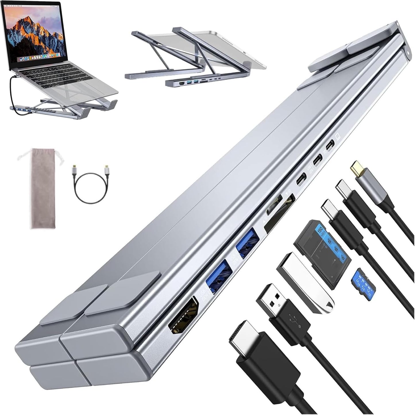 8-in-1 USB C Laptop Docking Station Stand for Ultimate Connectivity