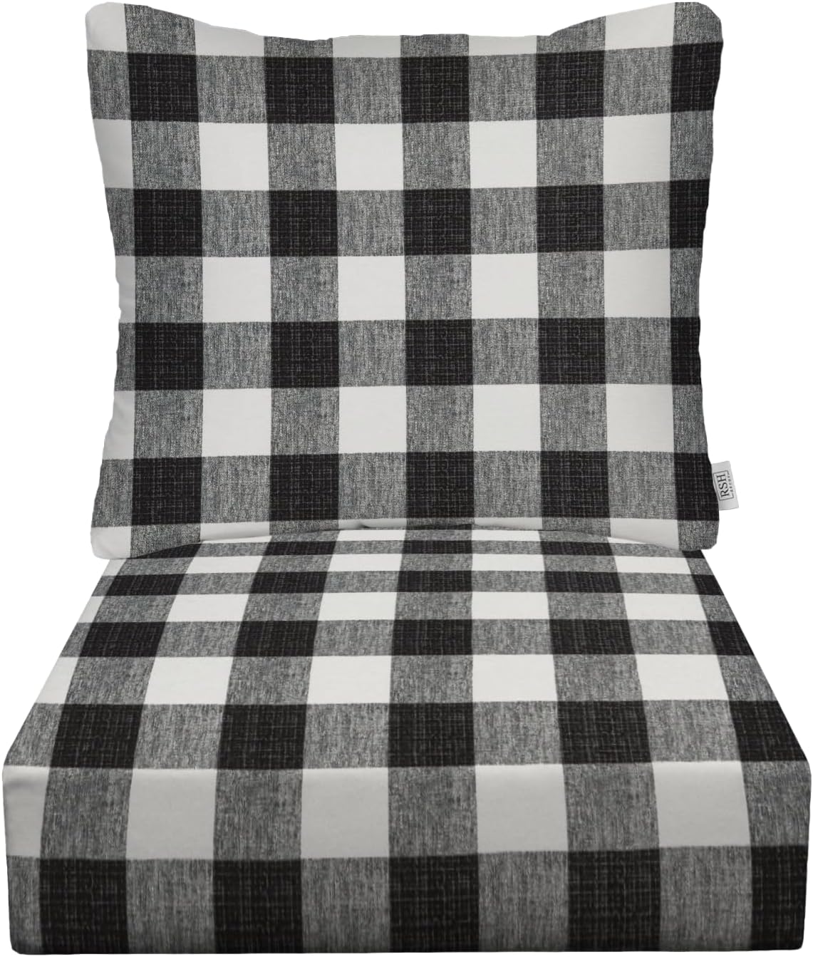 Deep Seating Cushion Set for Outdoor Furniture in Black Buffalo Plaid