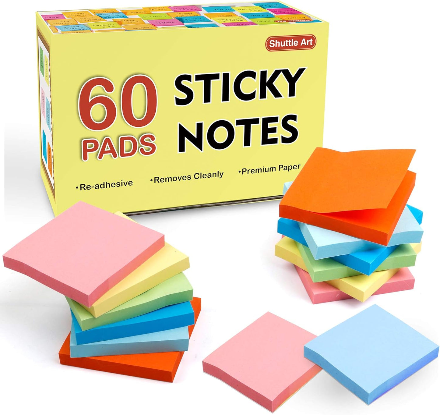 Shuttle Art 60 Pads Bright Stickies - Colorful Organization Essential