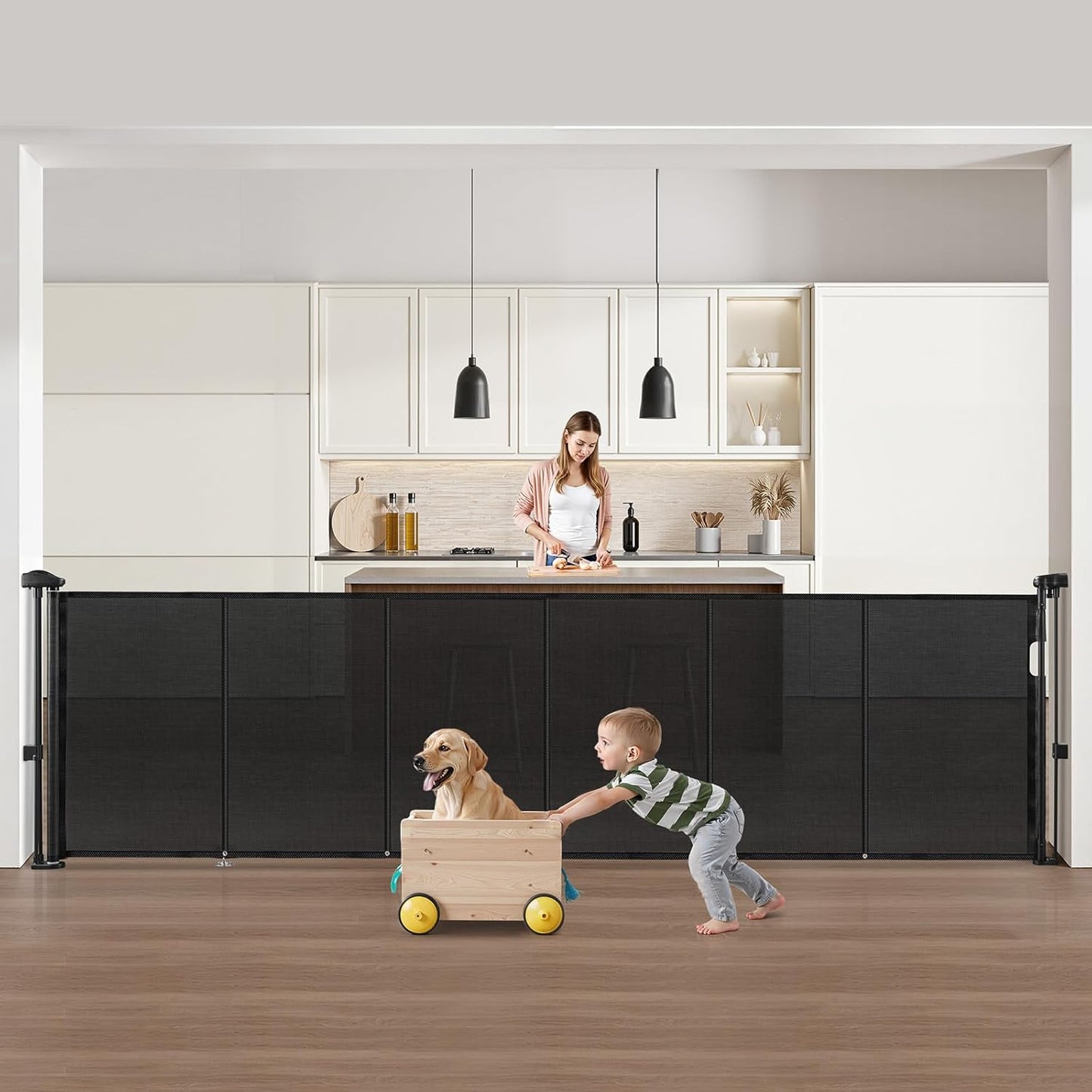 VEVOR Retractable Baby Gate for Kids and Pets, 34in Tall