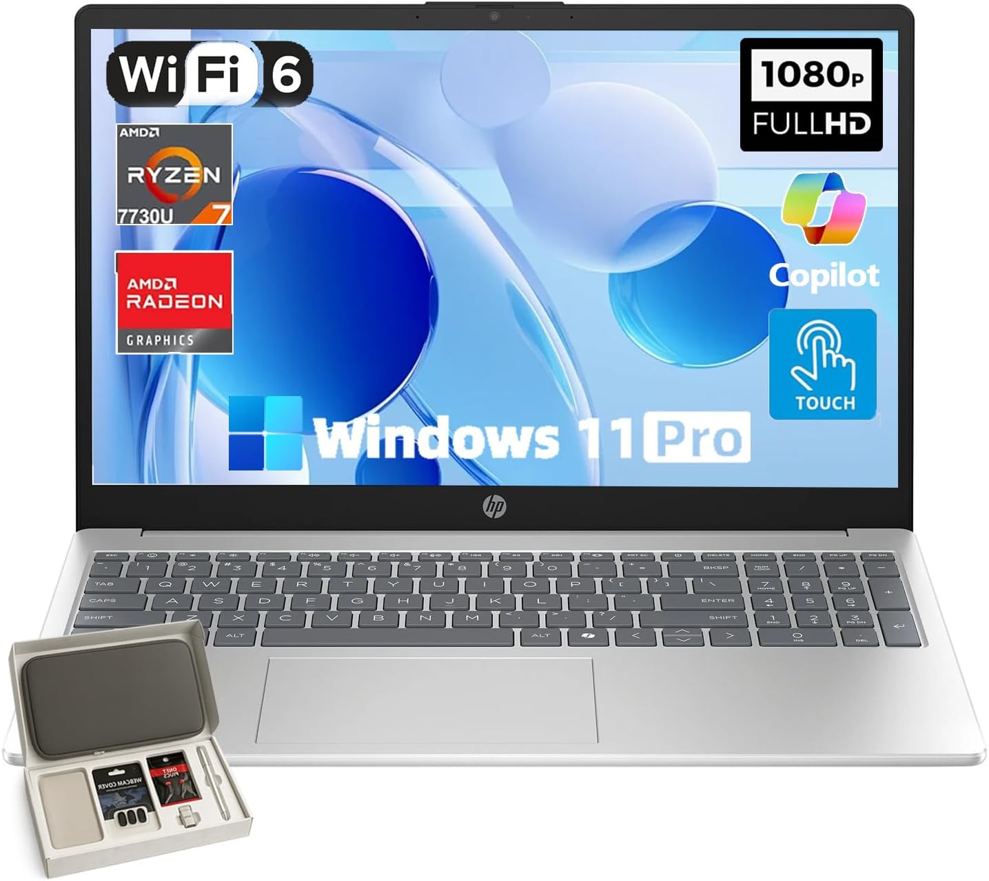 HP 15.6 Touchscreen Laptop with Ryzen 7 for Students & Business