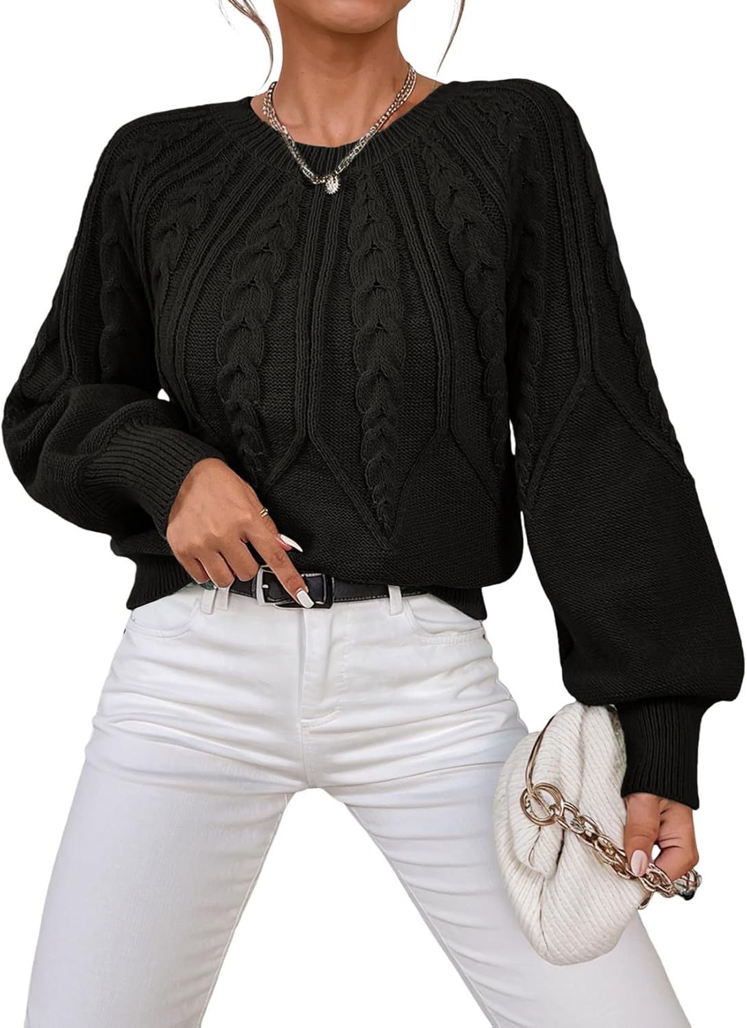 Dokotoo Womens Chunky Cable Knit Sweater for Fall Fashion