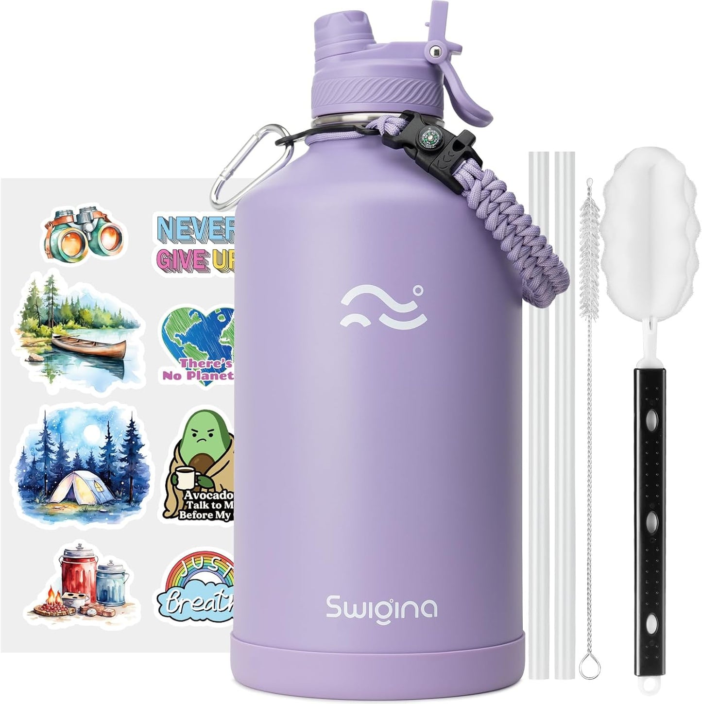Gallon Insulated Water Bottle with 2-in-1 Lid and Silicone Boot