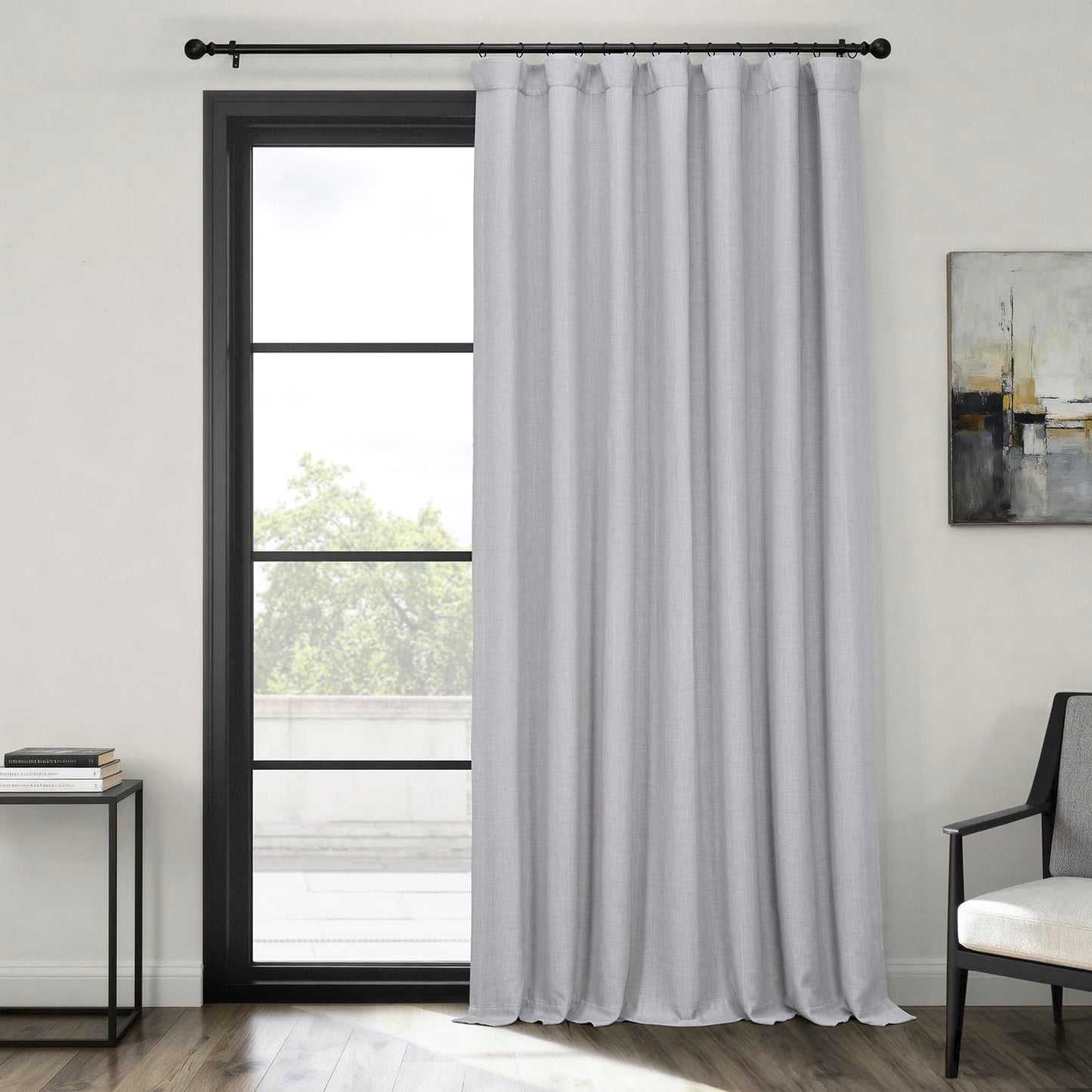 Faux Linen Curtains for Living Room - Room Darkening Drapes
