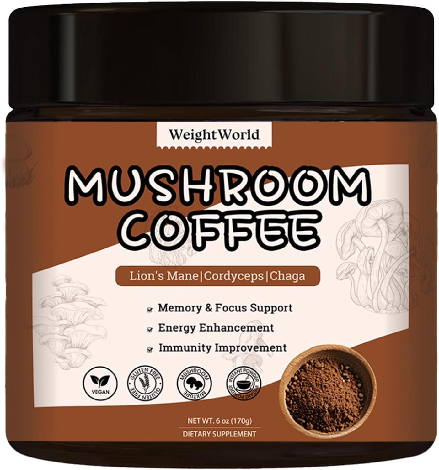 Supercharged Mushroom Coffee Powder - Energy Boost!