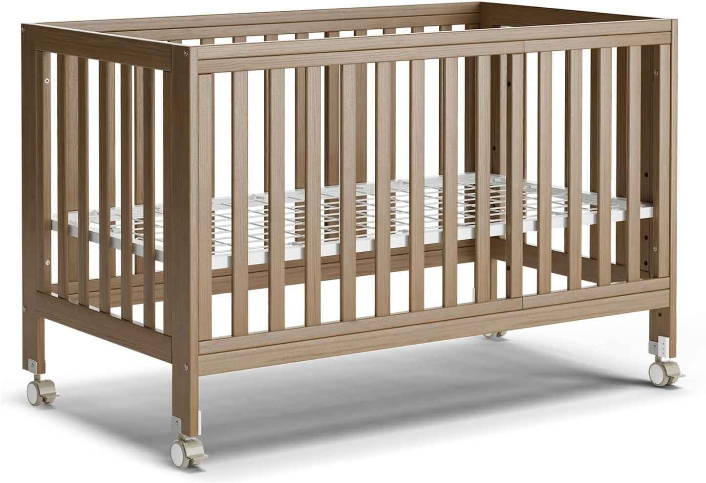 EvoNest Baby Crib 11 in 1 Convertible Mini Crib with Wheels