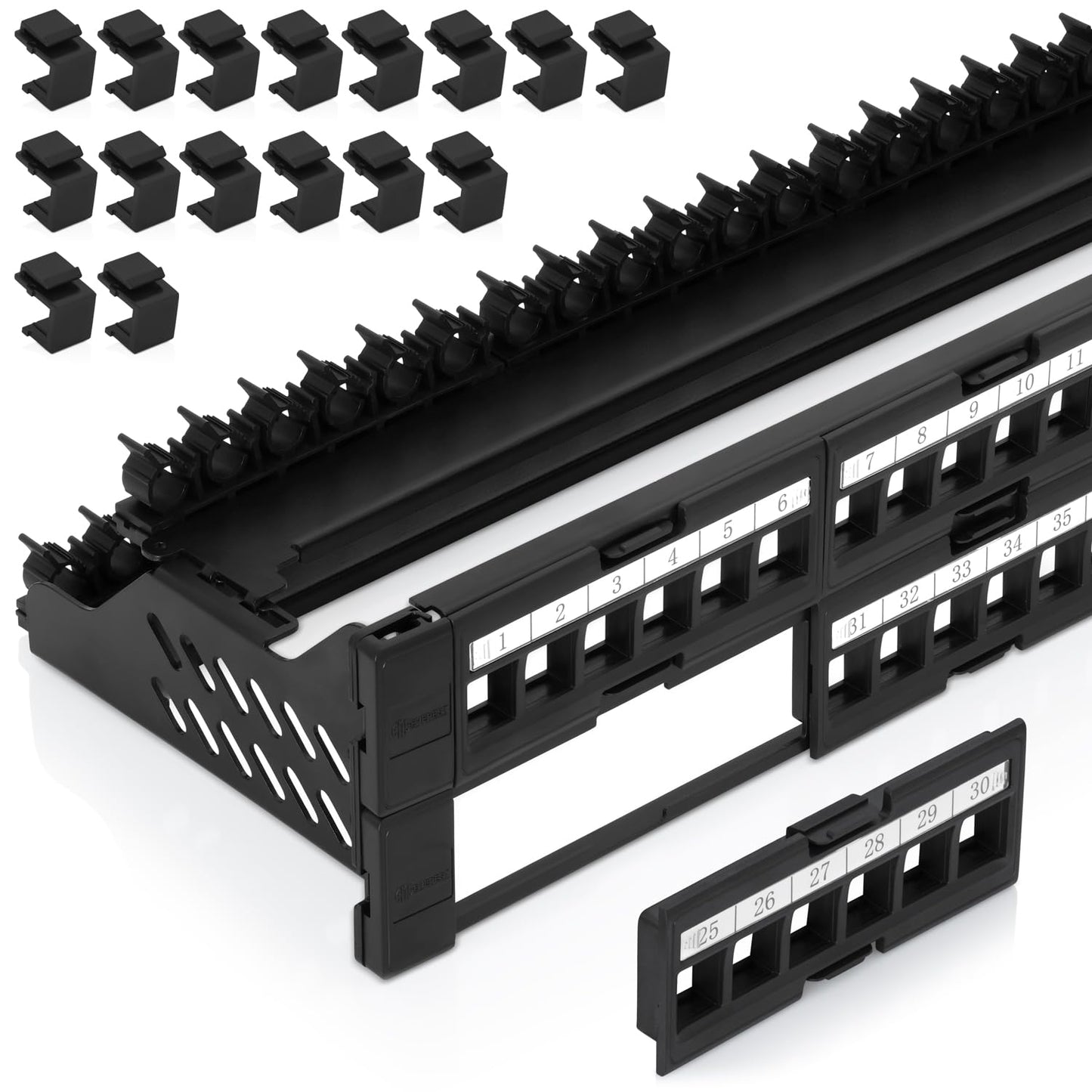 Everest 48 Port Keystone Patch Panel for Slim Profile Connectors