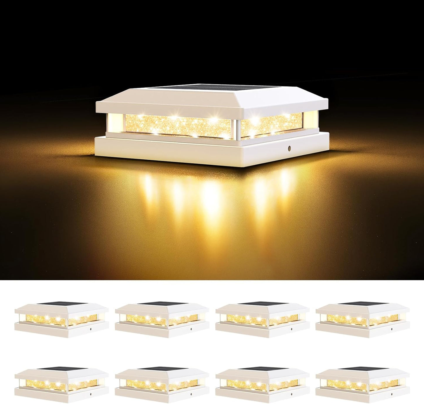 8-Pack Solar Post Cap Lights for Outdoor Decks and Fences