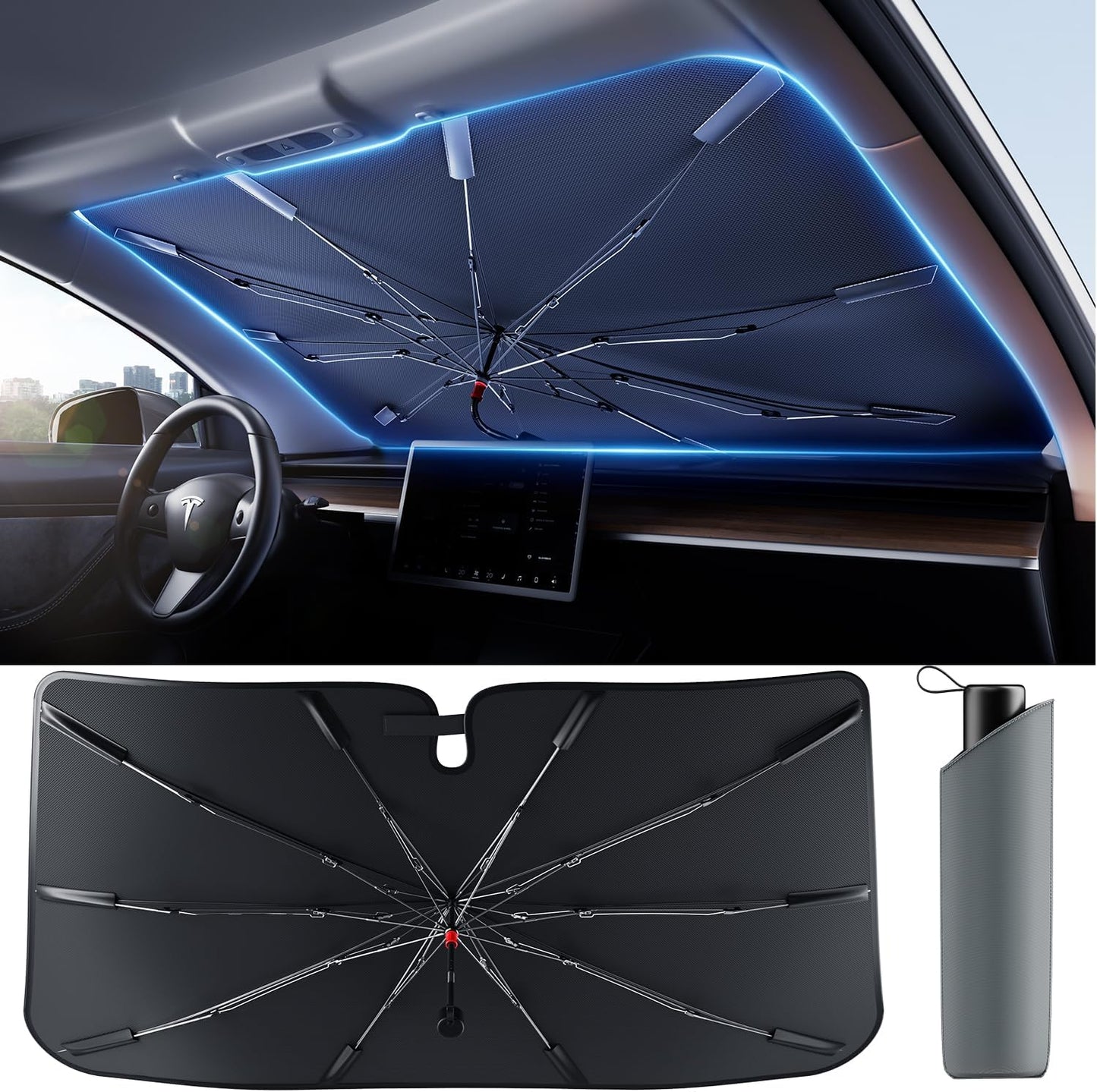 Weektic Windshield Sun Shade with UPF50+ Protection for Cars
