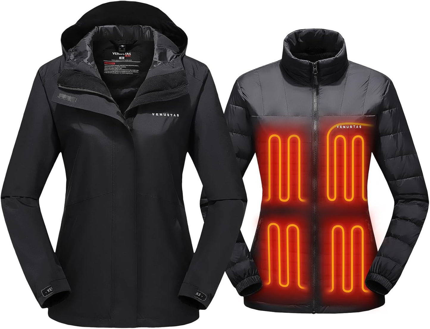 Venustas Heated Down Jacket - 3-in-1 Electric Puffer