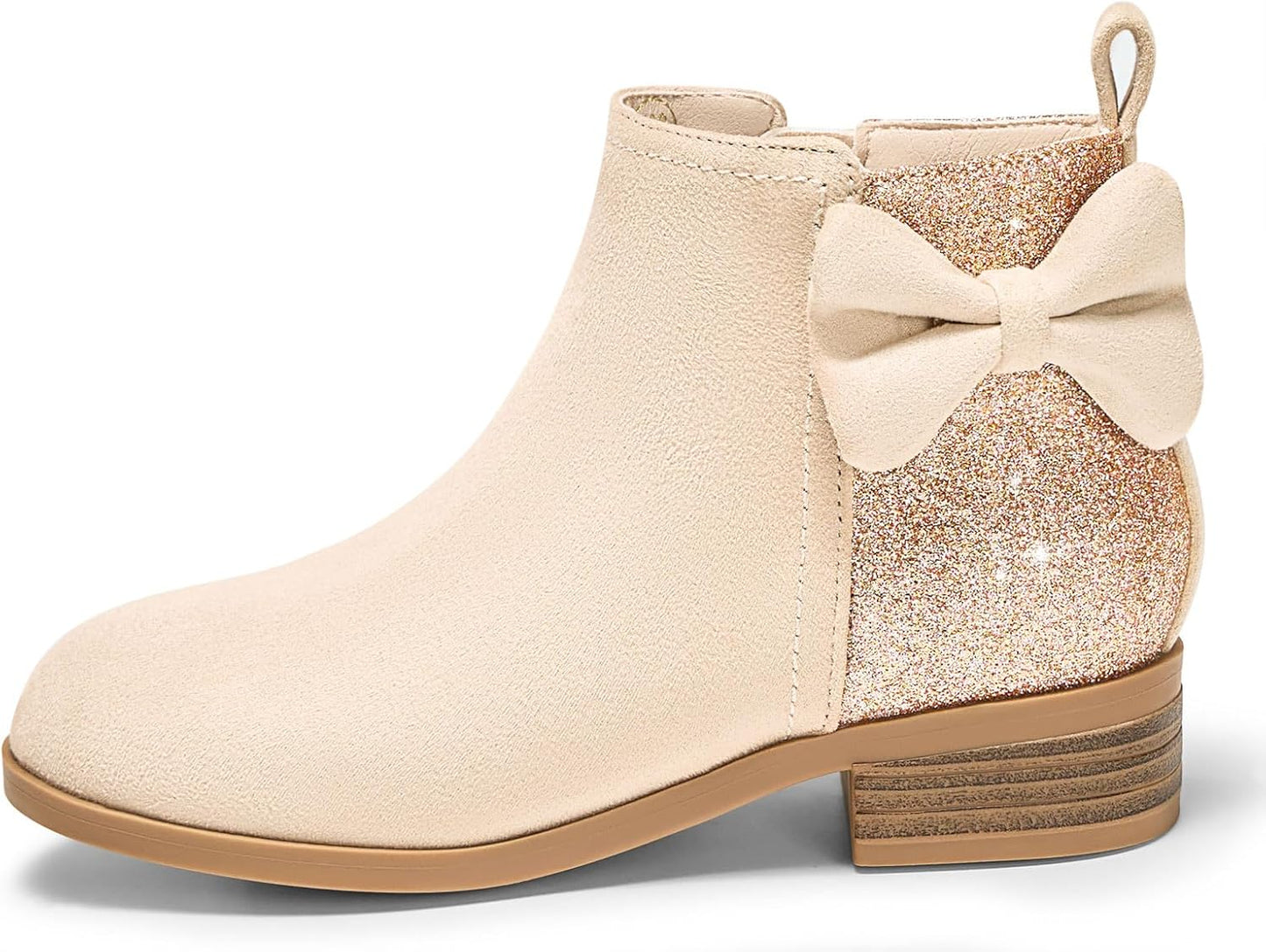 Coutgo Girls Bow Glitter Ankle Boots for Stylish Kids