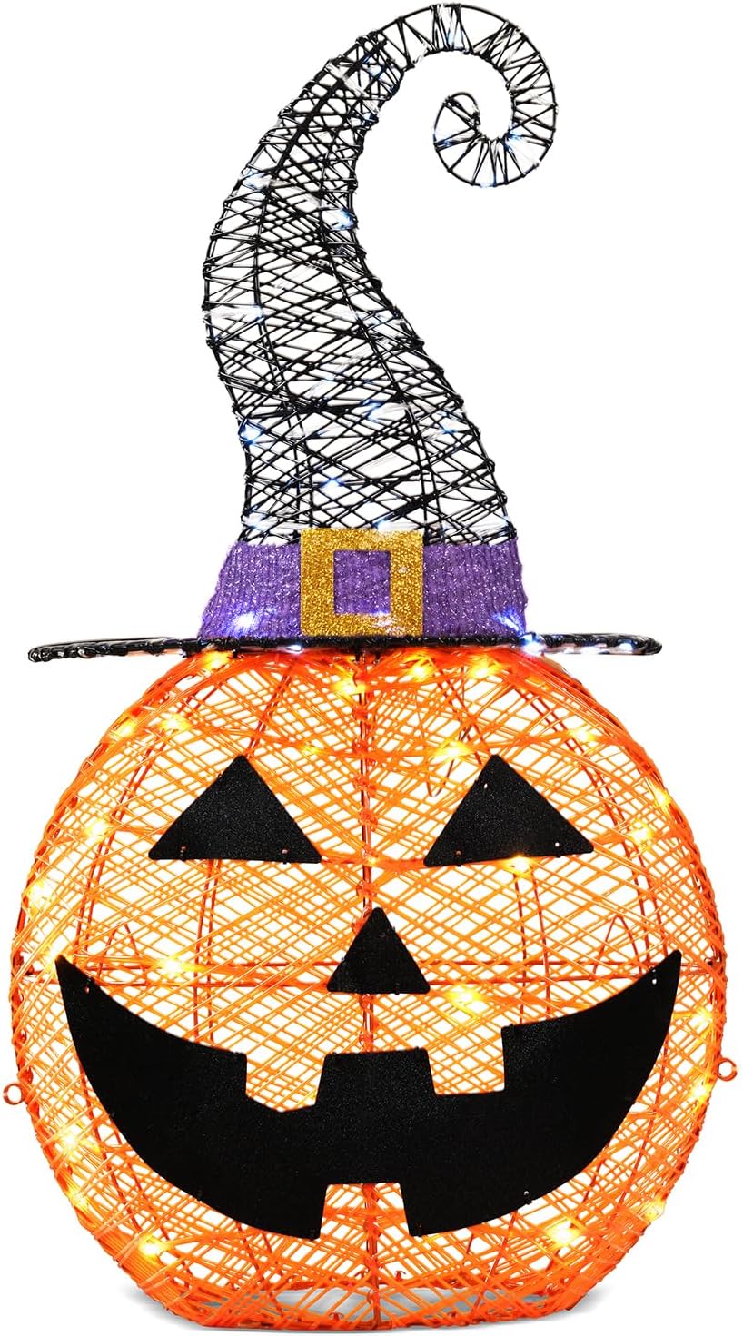 3FT Halloween Pumpkin Decorations with LED Lights for Outdoor Fun