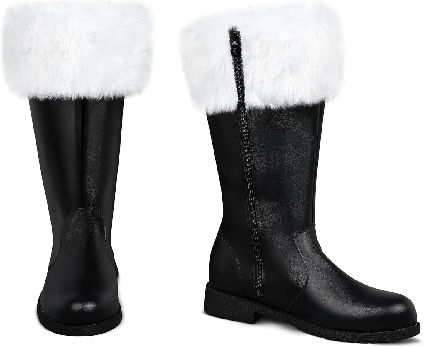 Christmas Santa Boots for Men with White Fur and Wide Calf Fit