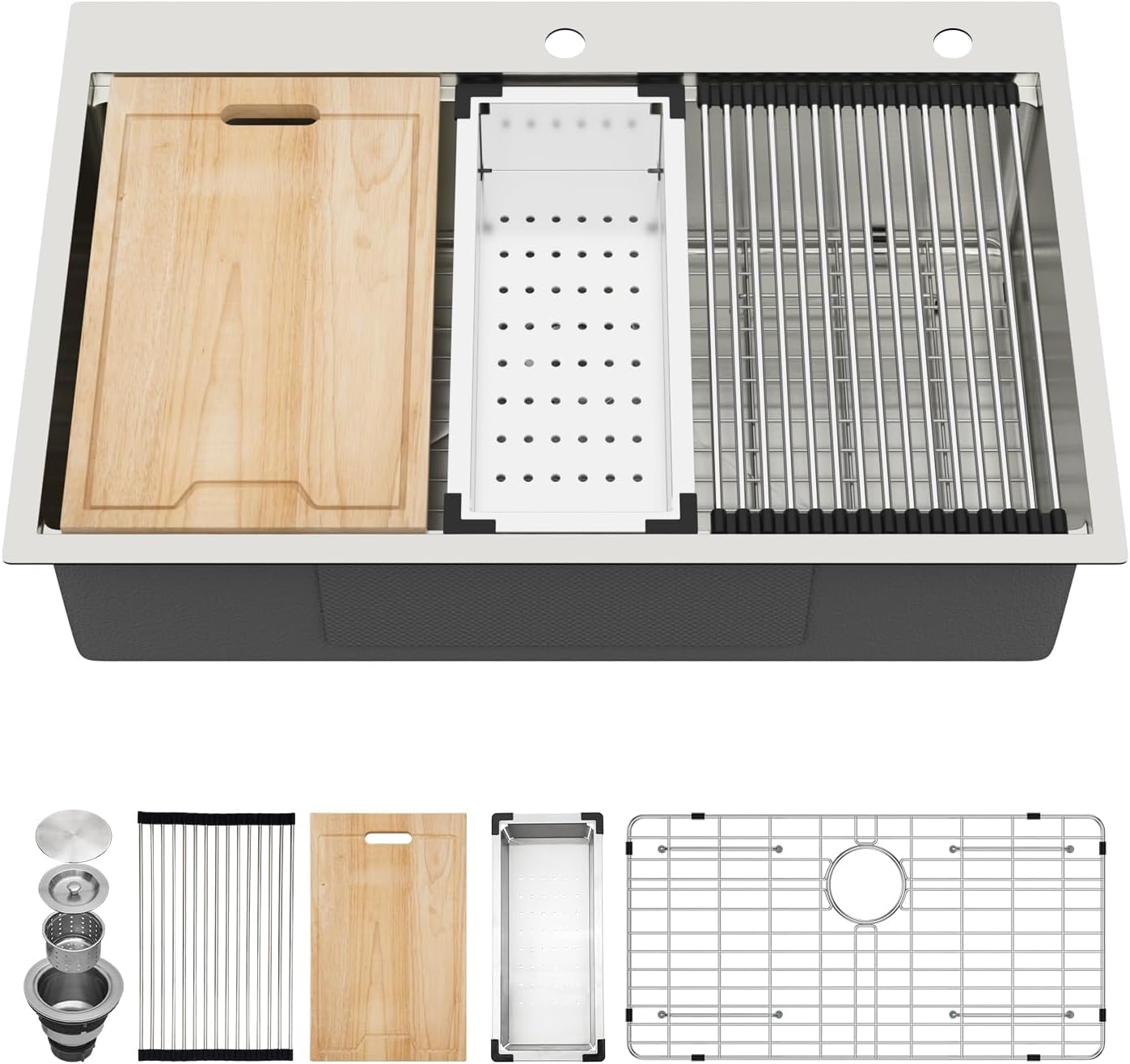 Kichae 33 Inch Drop in Kitchen Sink - Premium Stainless Steel