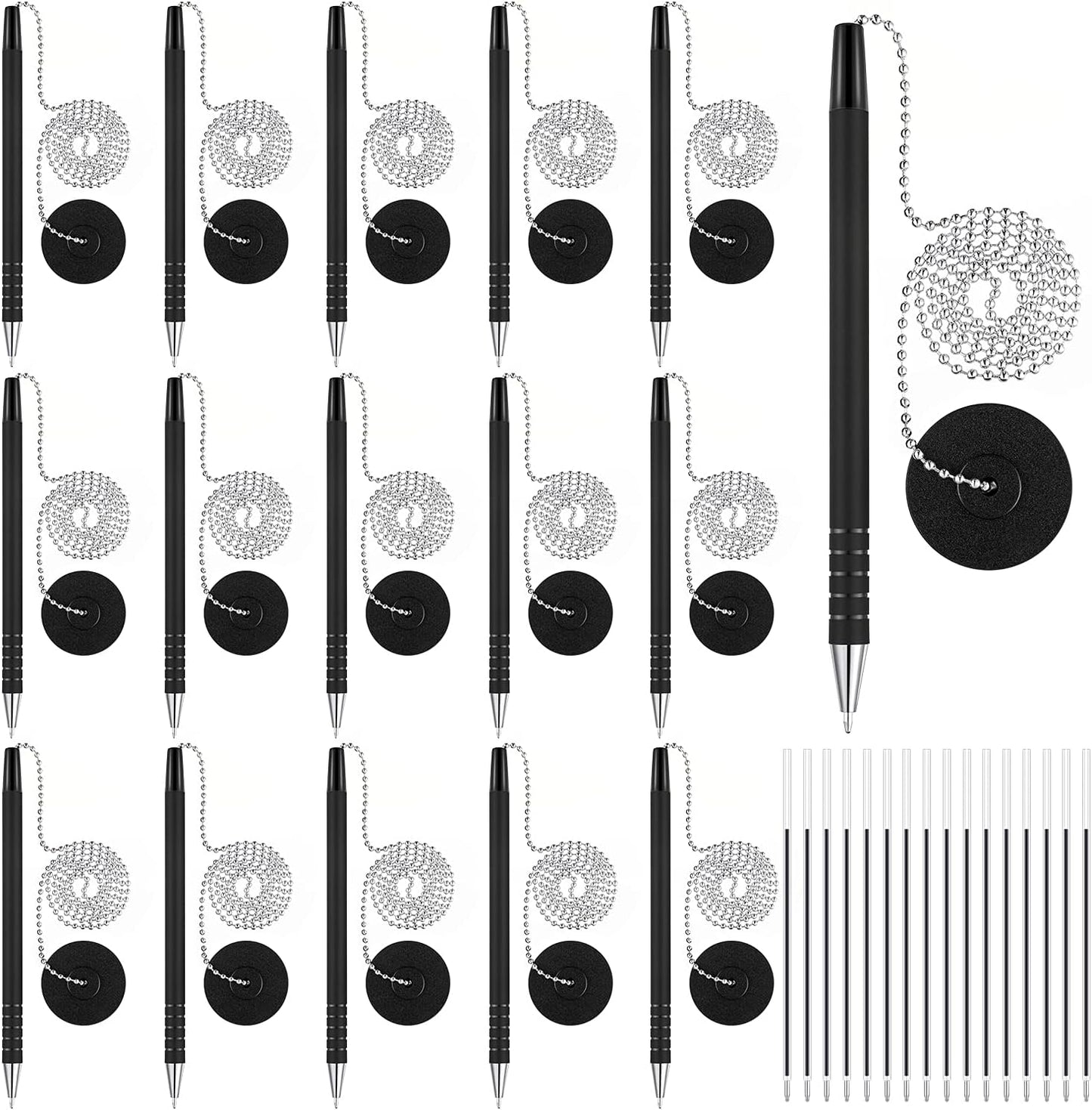 Security Pen Set with Bead Chain and Ink Refills for Office Use