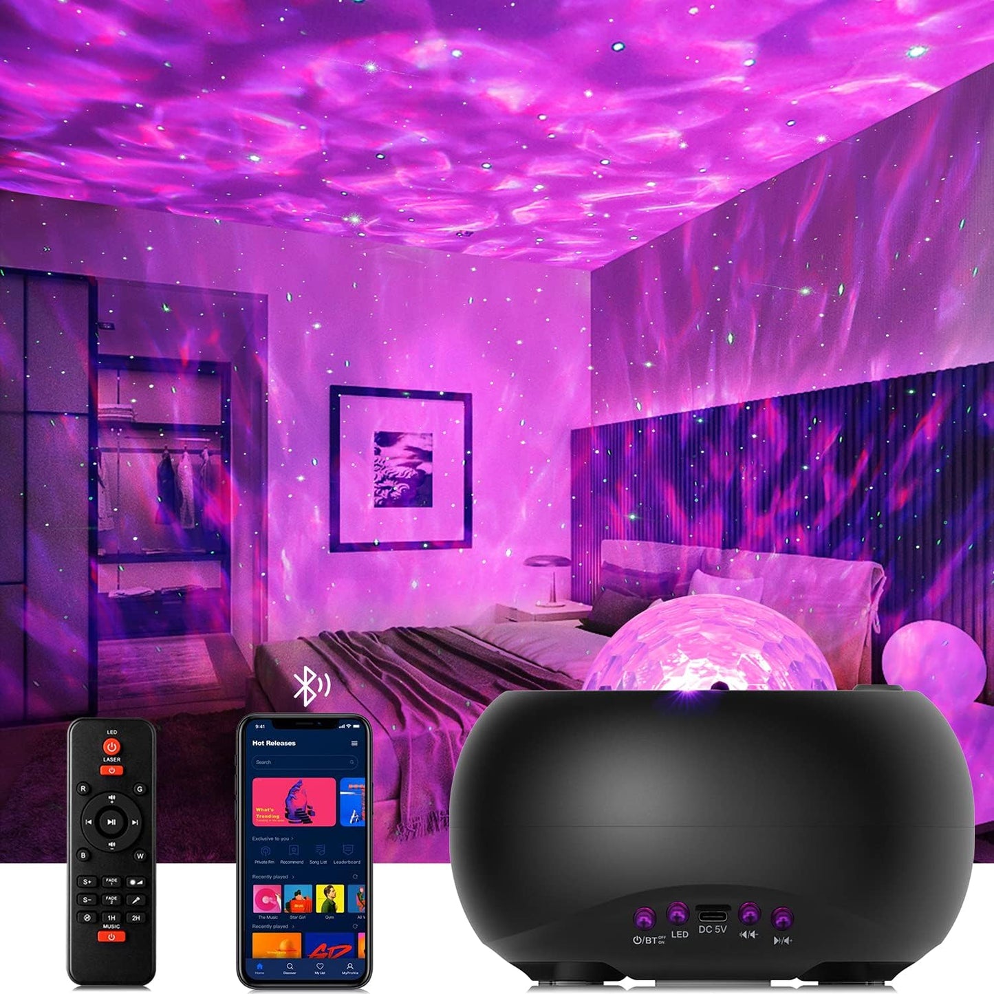 Geanli Galaxy Projector - Bluetooth Speaker, Remote Control