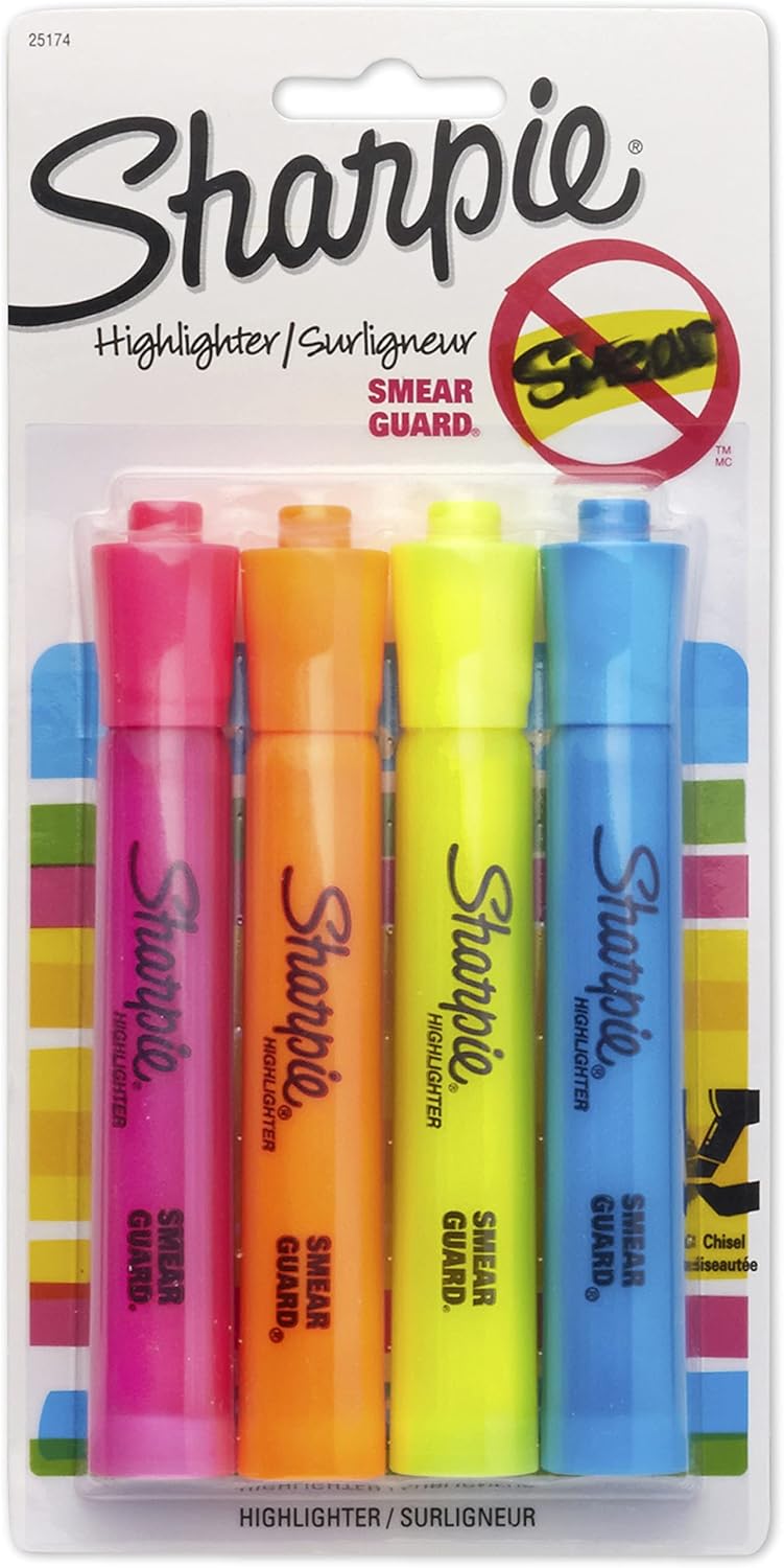 Vivid Colors: SHARPIE Tank-Style Highlighters, 4 Pack