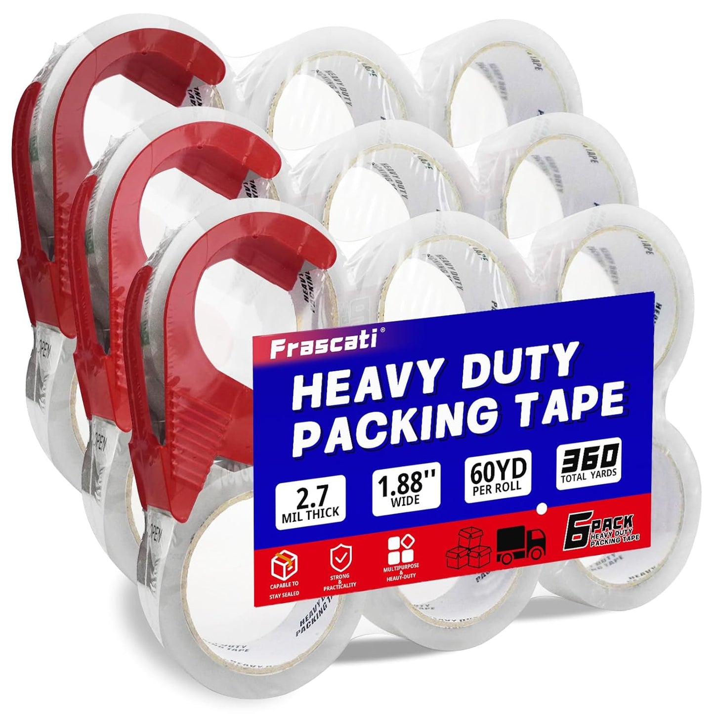 Clear Packing Tape 18 Pack Heavy Duty for Shipping and Moving