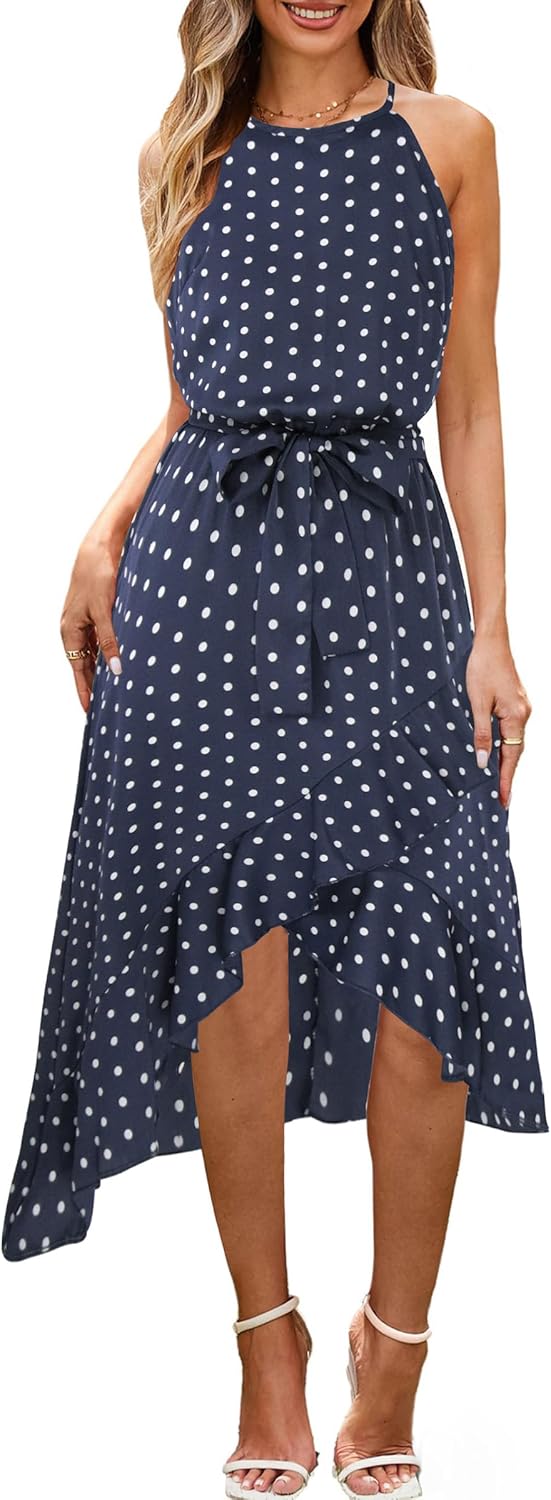 ECOWISH Polka Dot Women Summer Dress for Beach and Parties
