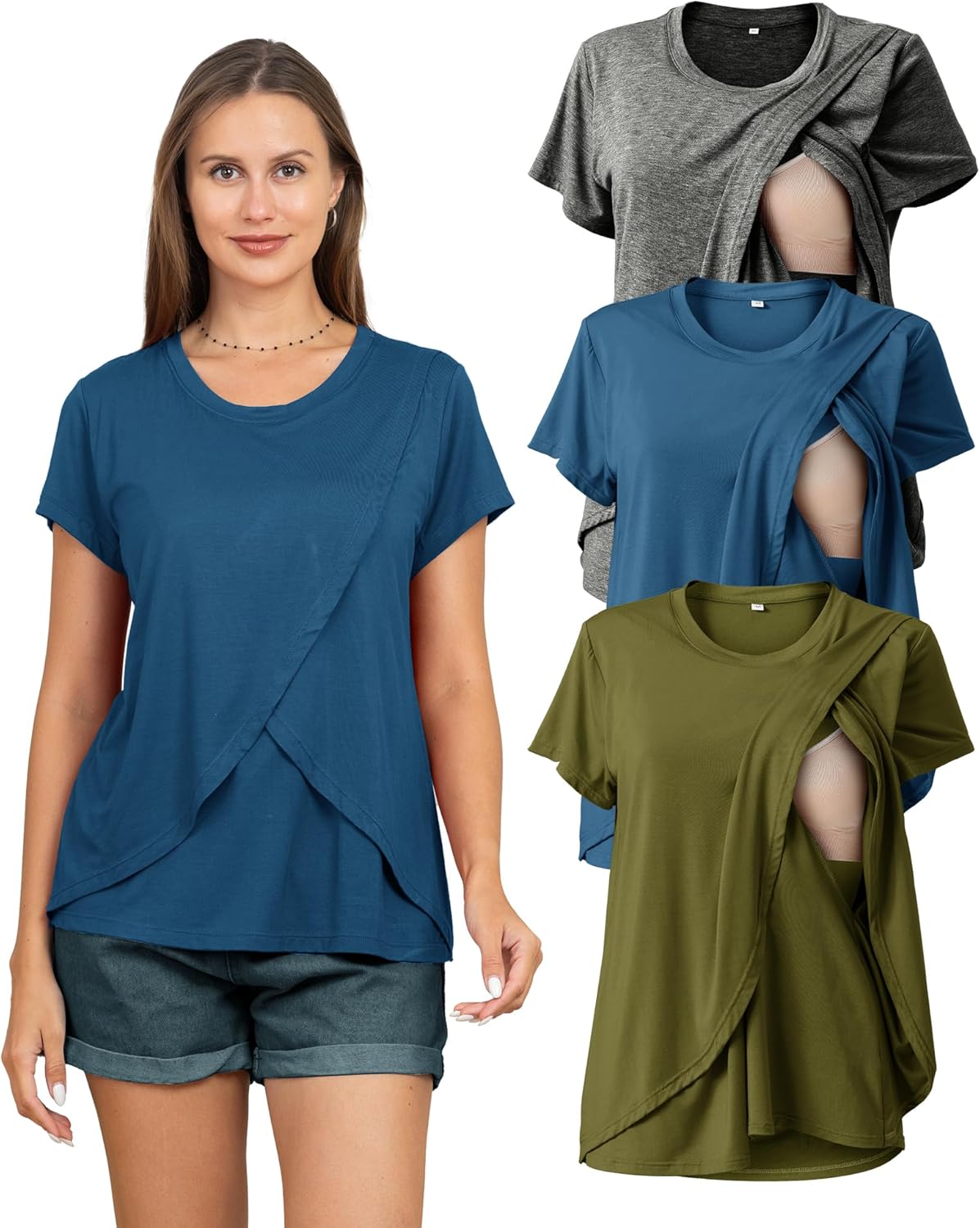 Rnxrbb Women's Nursing Tops for Breastfeeding Summer Comfort