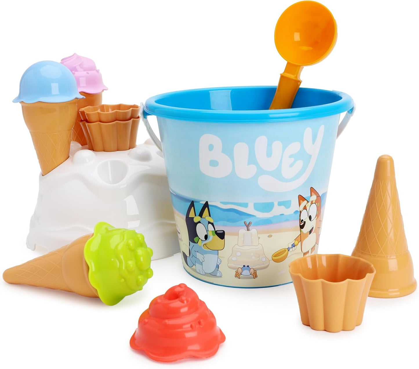 Bluey & Bingo Sand & Water Play Set - 14 Piece Bucket & Scoop - Beach Toy Fun