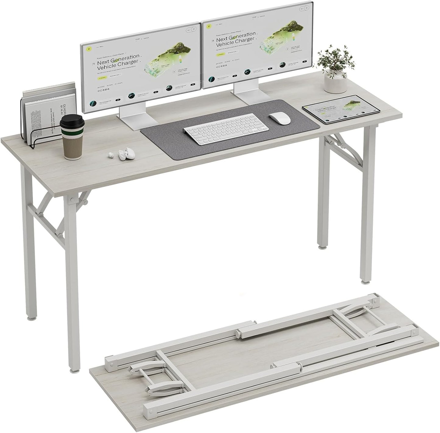 TEMI Long Computer Desk Folding Table - Perfect for Small Spaces