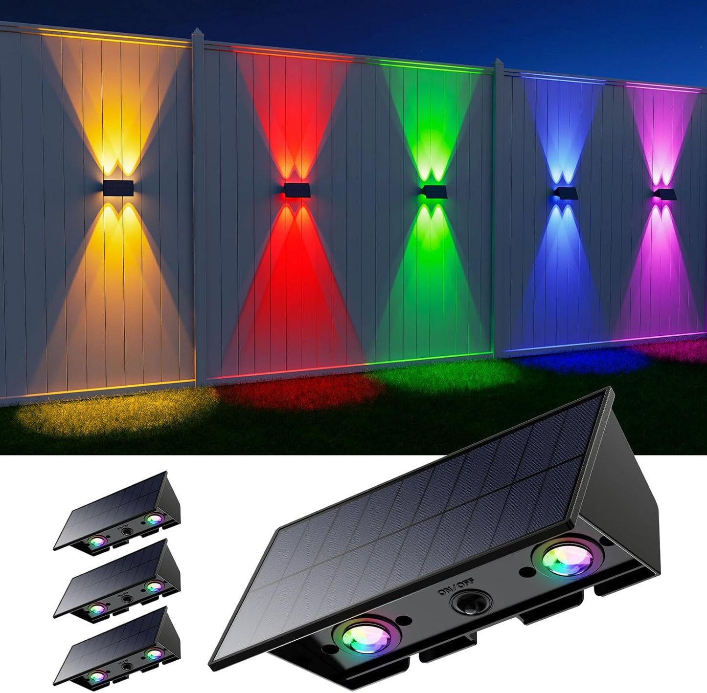 Color Changing Solar Powered Fence Lights for Outdoor Use