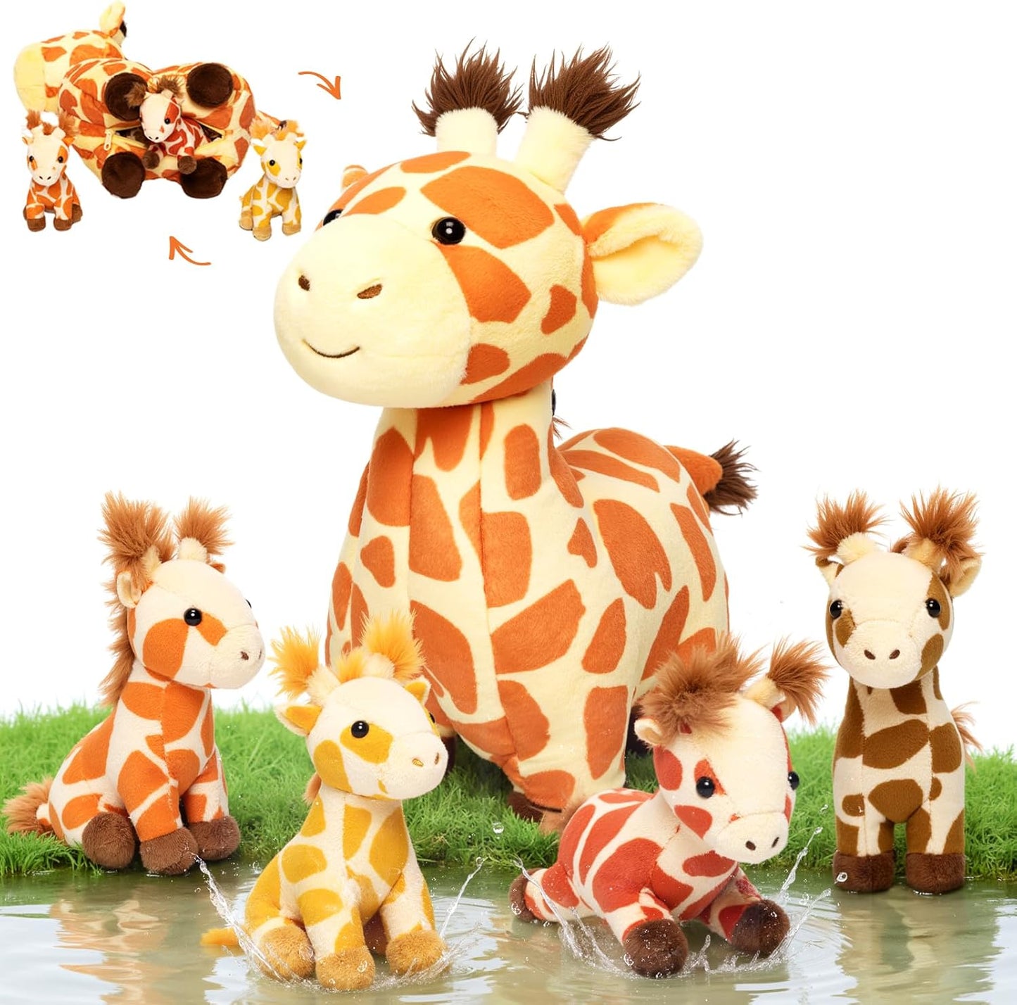 OUOZZZ Giraffes Stuffed Animals Set with Adorable Babies Inside