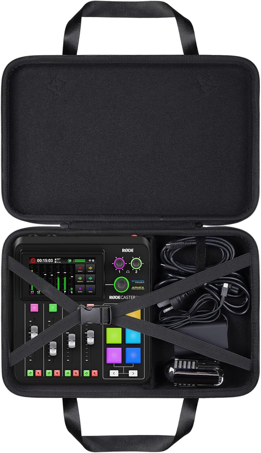 Khanka Hard Travel Case for RODE RODECaster Duo Studio Gear