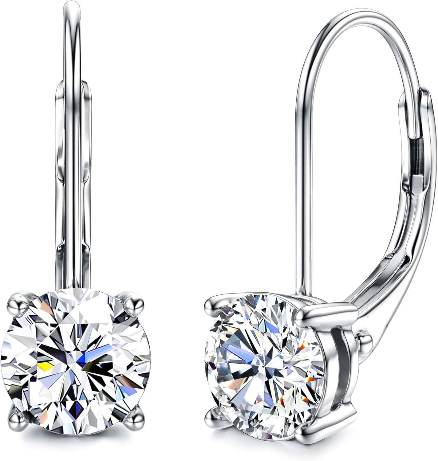 Stunning Moissanite Earrings in 18K White Gold Plated Design