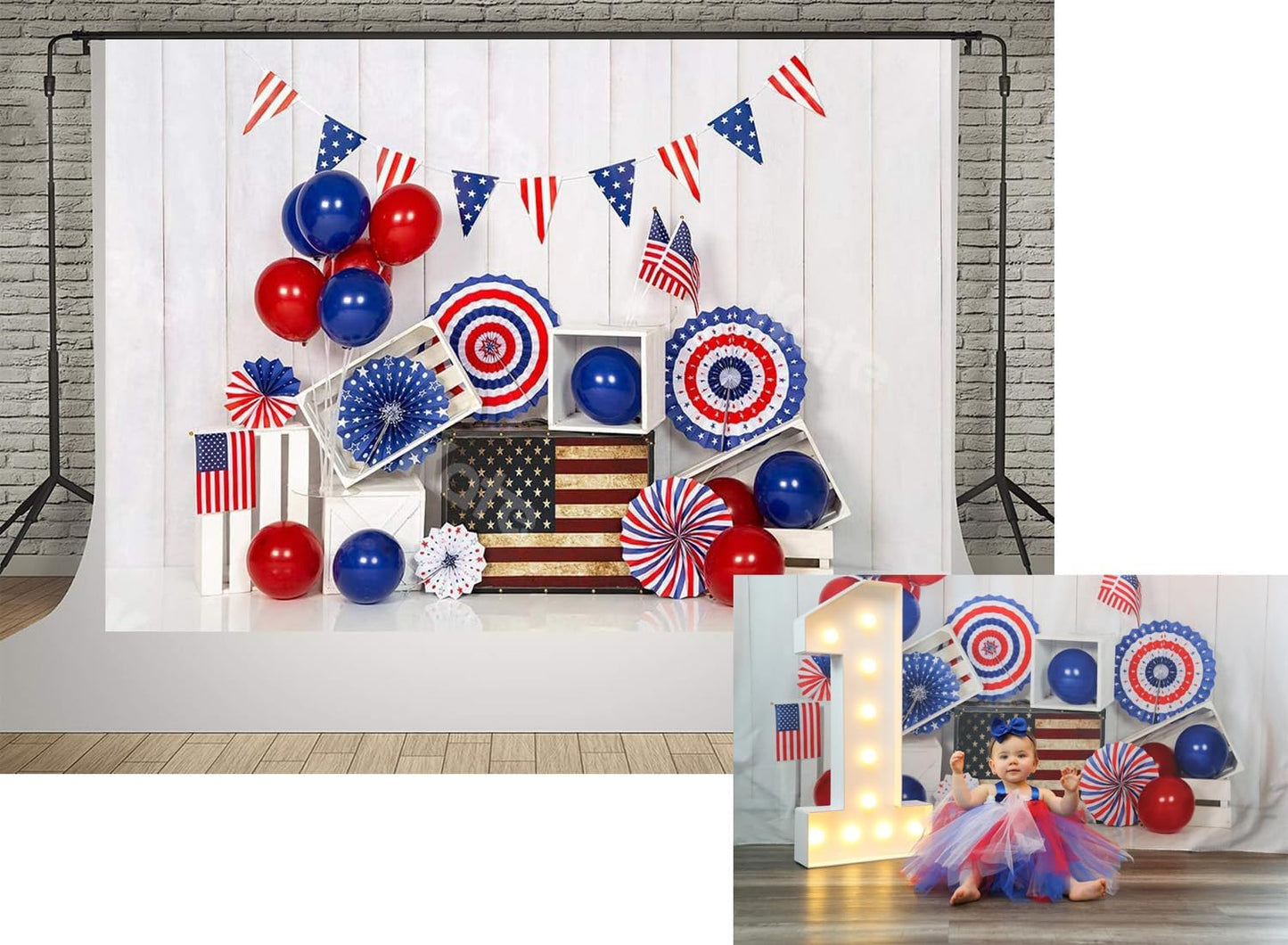 7x5ft USA Flag Photography Backdrop for Independence Day
