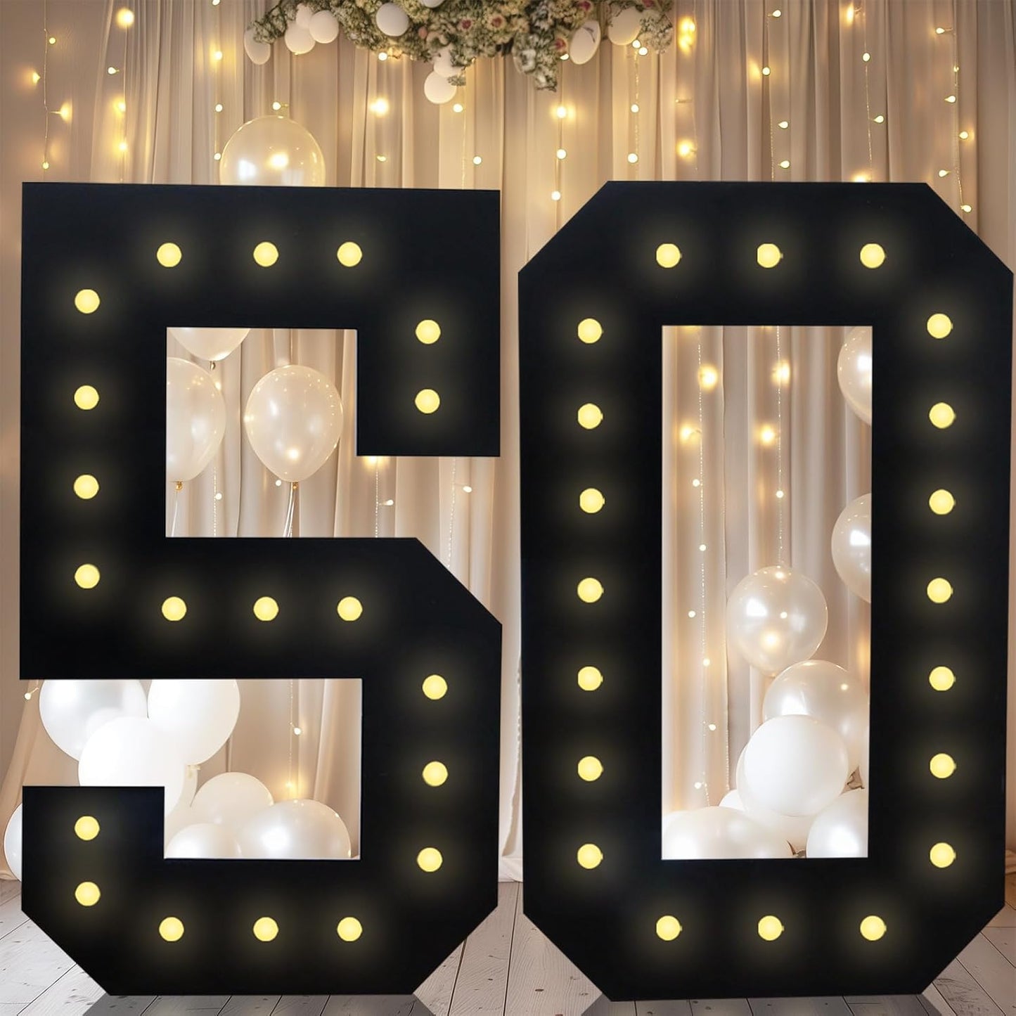 4FT Black Marquee Number 50 for 50th Birthday Party Decor