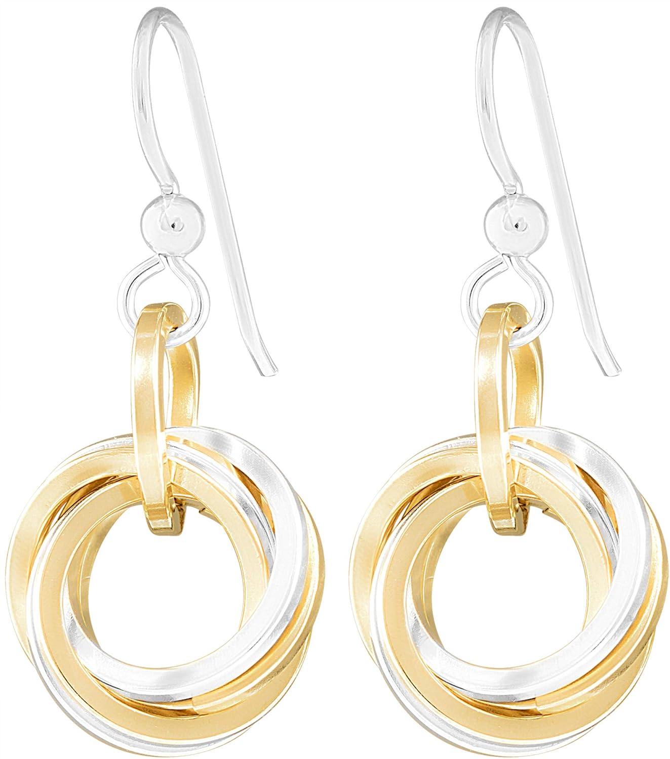 Two-Tone Love Knot Dangle Earrings for Daily Jewelry Gift