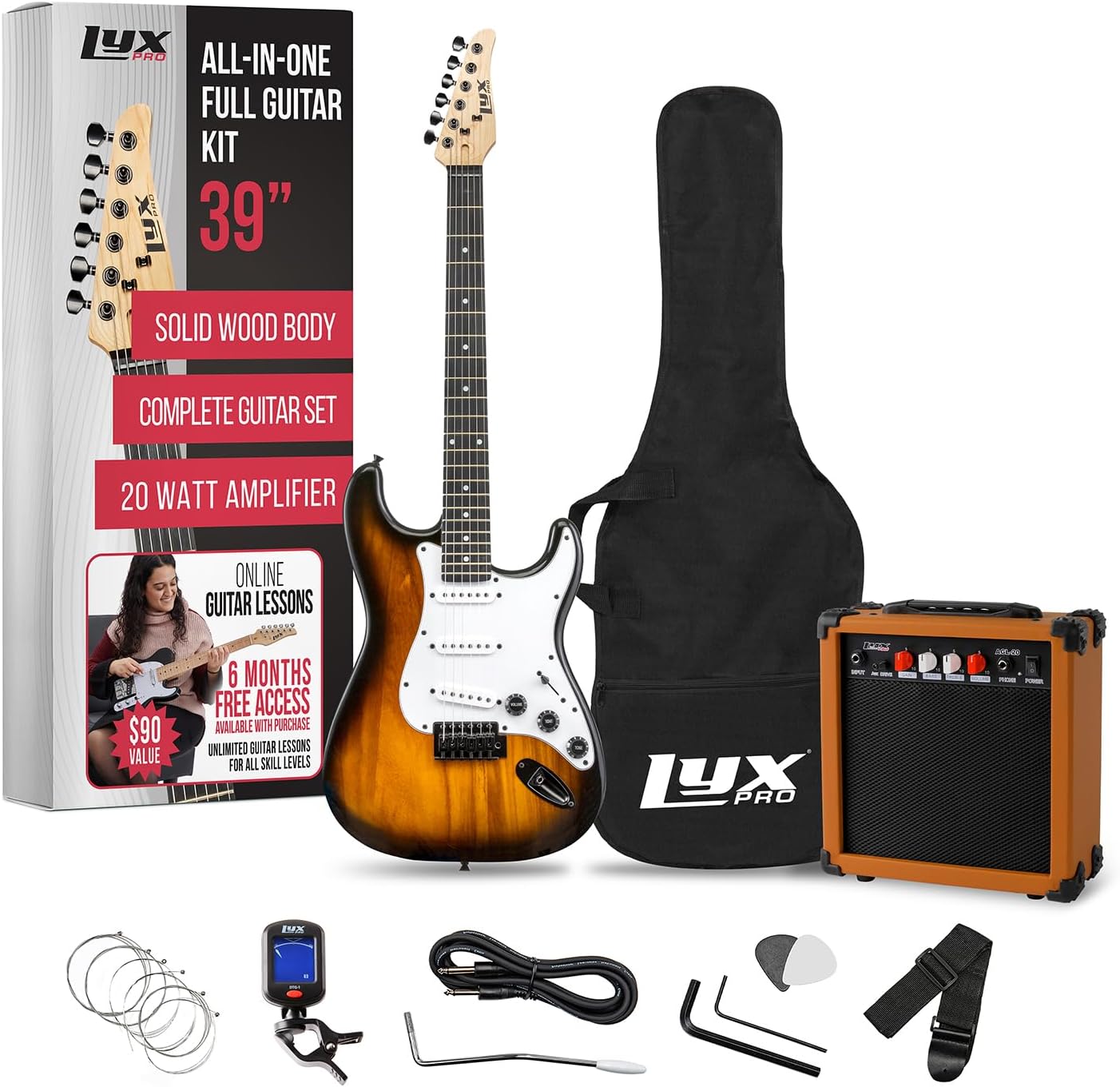 LyxPro Full Size Electric Guitar Starter Kit