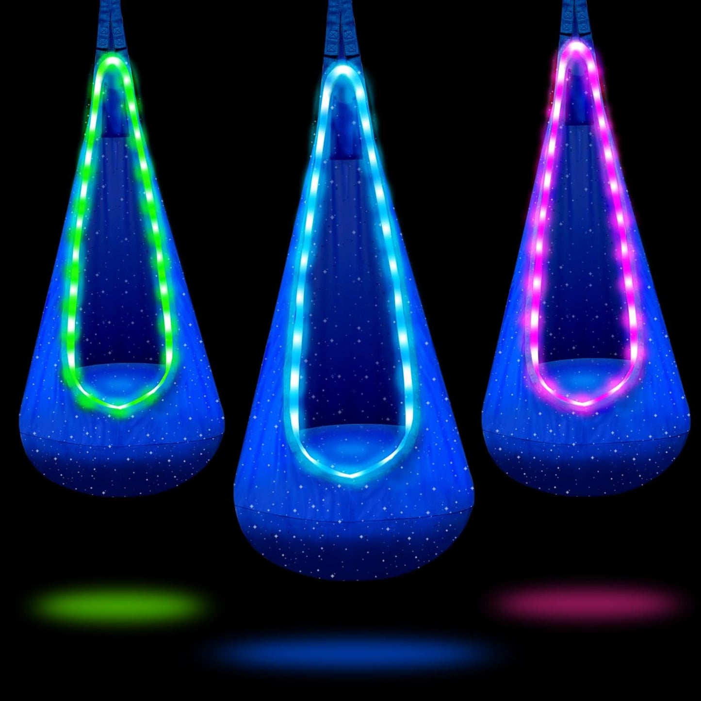 LED-Lit Kids Pod Swing - Starry Sensory Fun!
