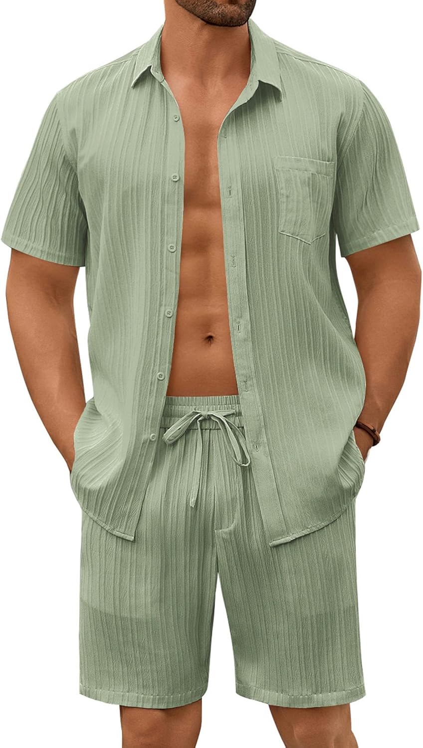 COOFANDY Mens Beach Outfits 2 Piece Sets for Summer Fun