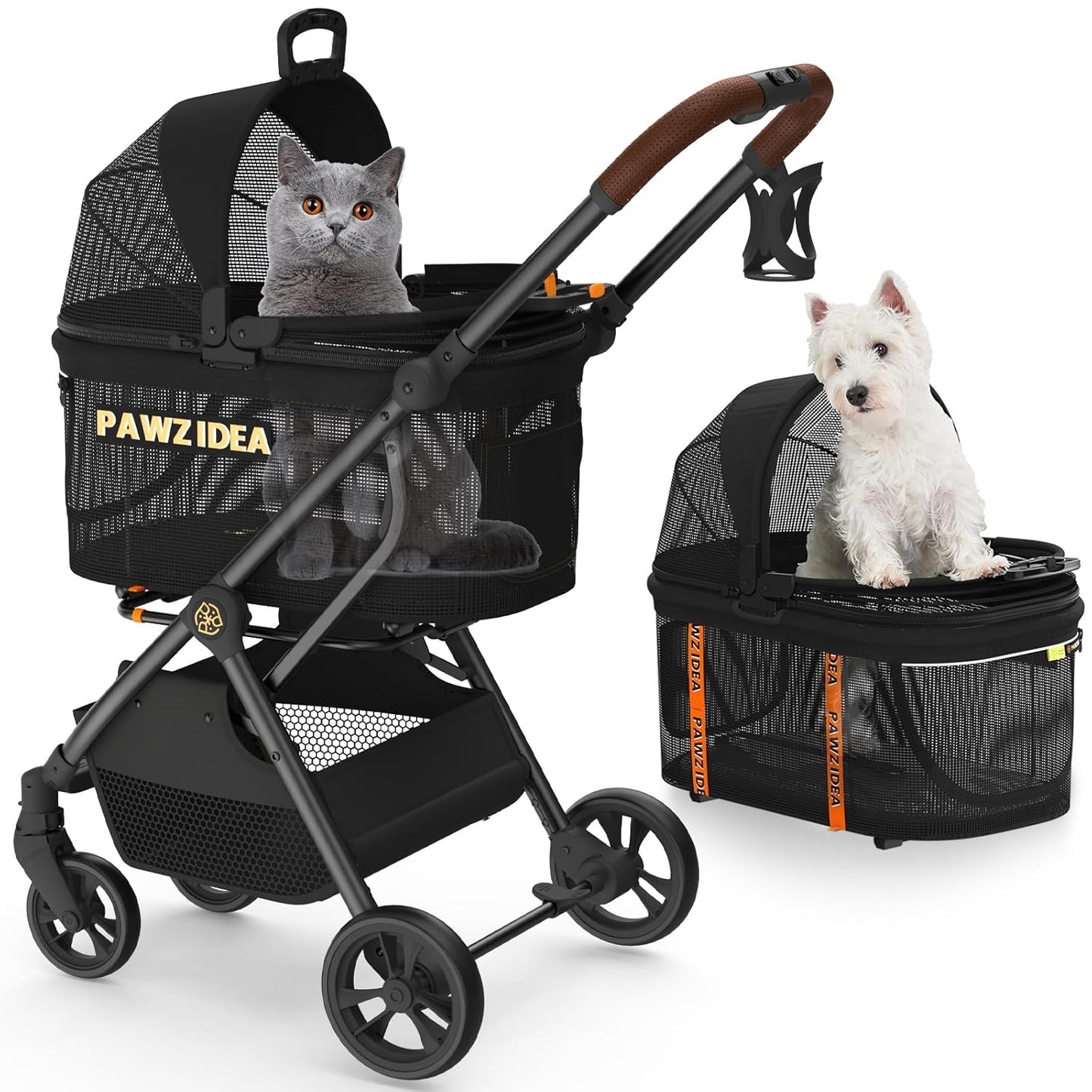 PAWZIDEA Pet Stroller 4 in 1 for Small Dogs and Cats Travel