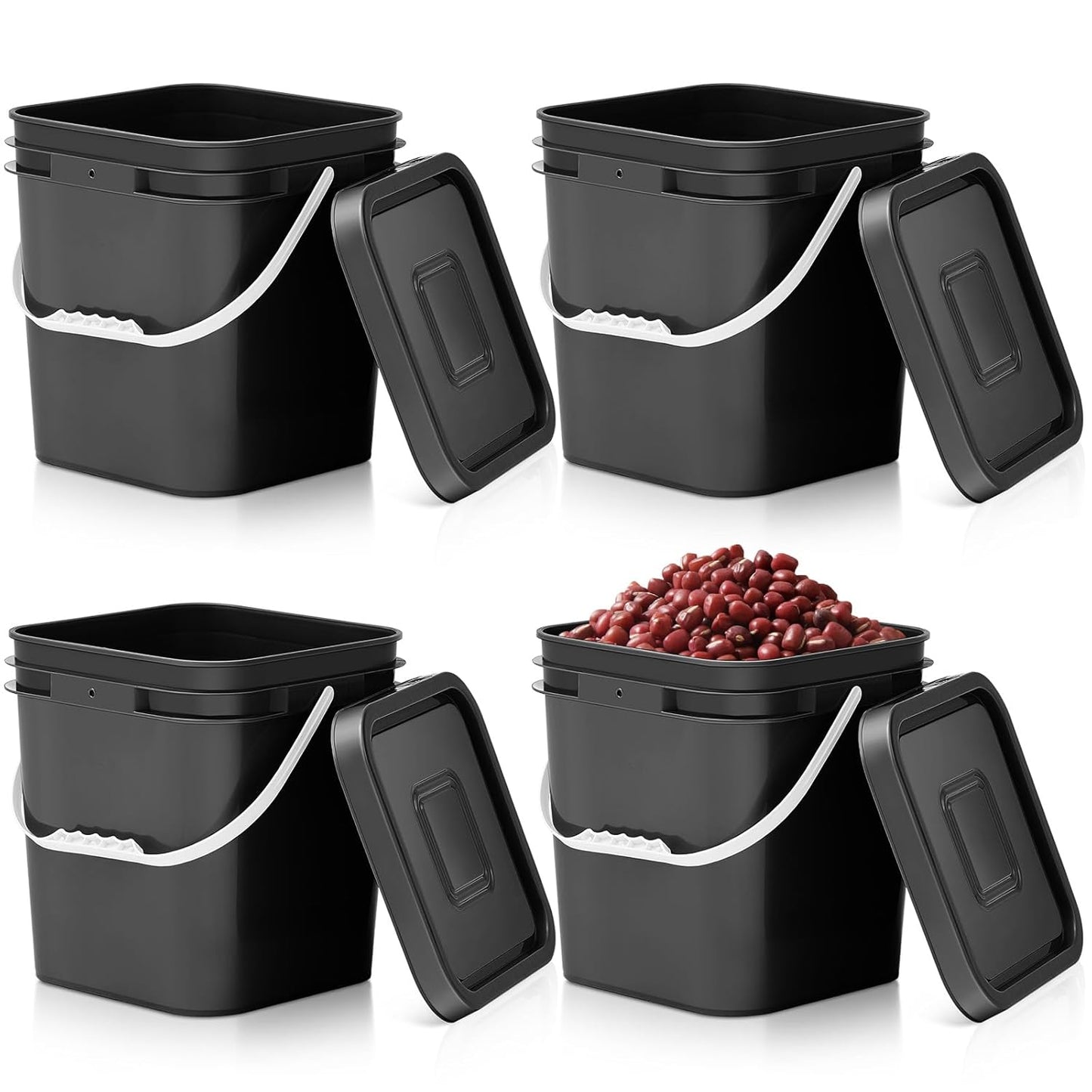 Mumufy 3 Pcs 3.5 Gallon Square Food Grade Bucket with Lid