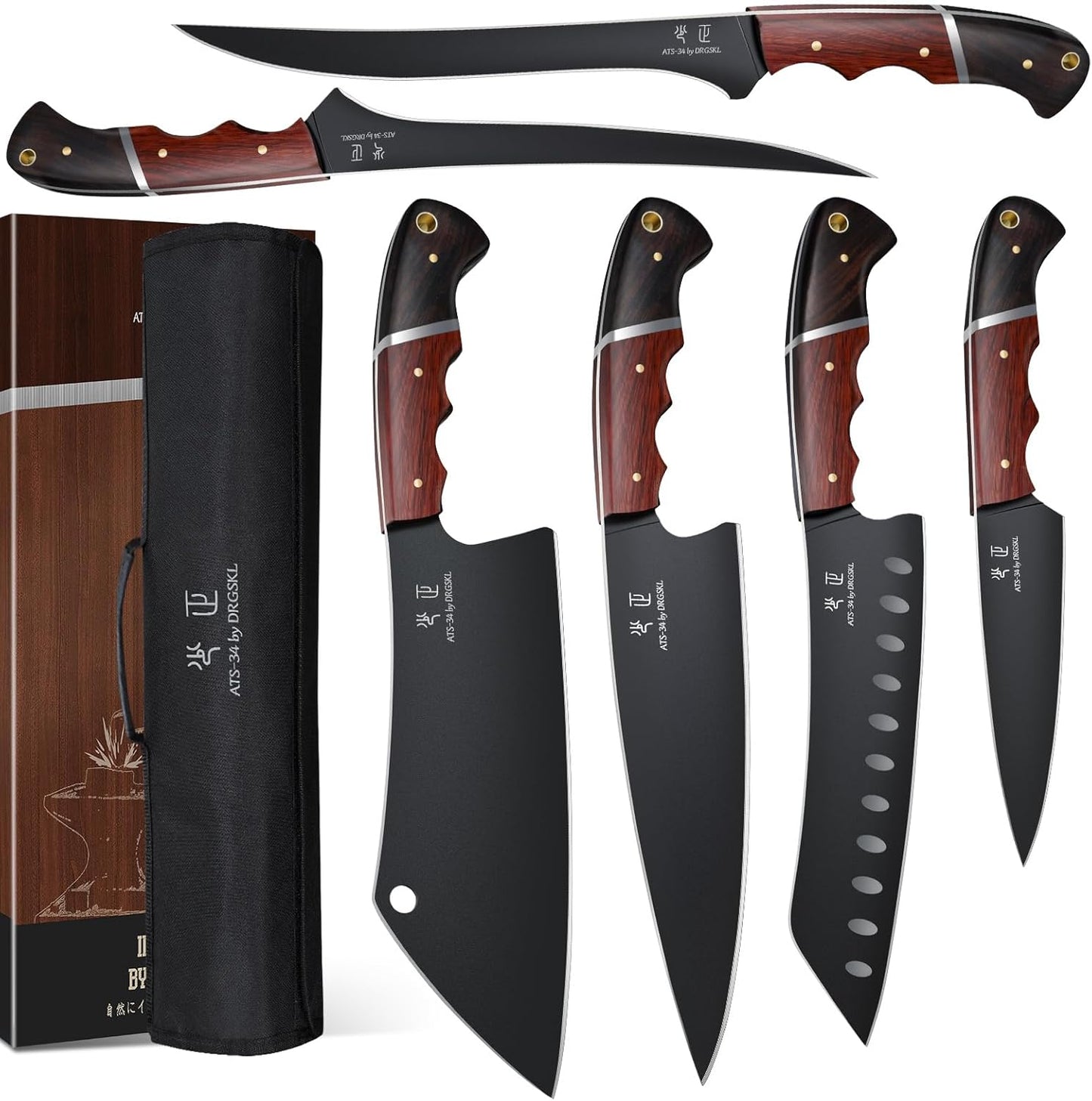 Kitchen Knife Set with Bag - 6 PCS Chef Knife Set for Precision