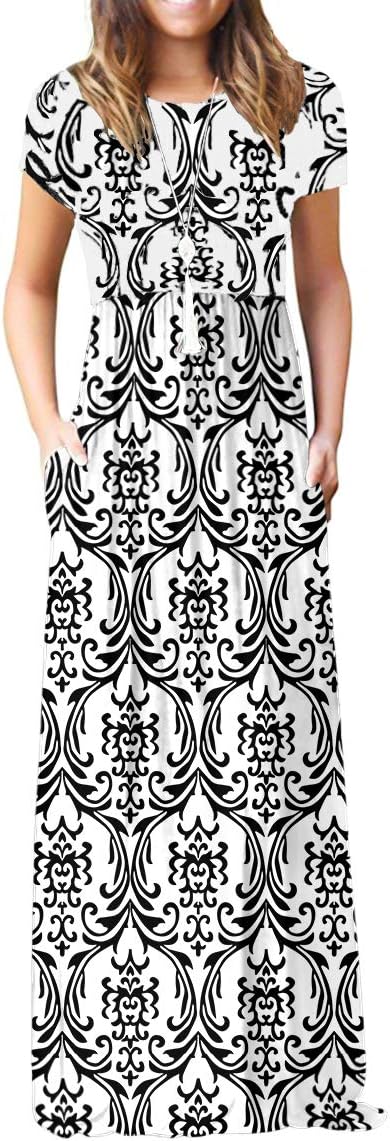 VIISHOW Women's Short Sleeve Maxi Dresses with Pockets for Casual