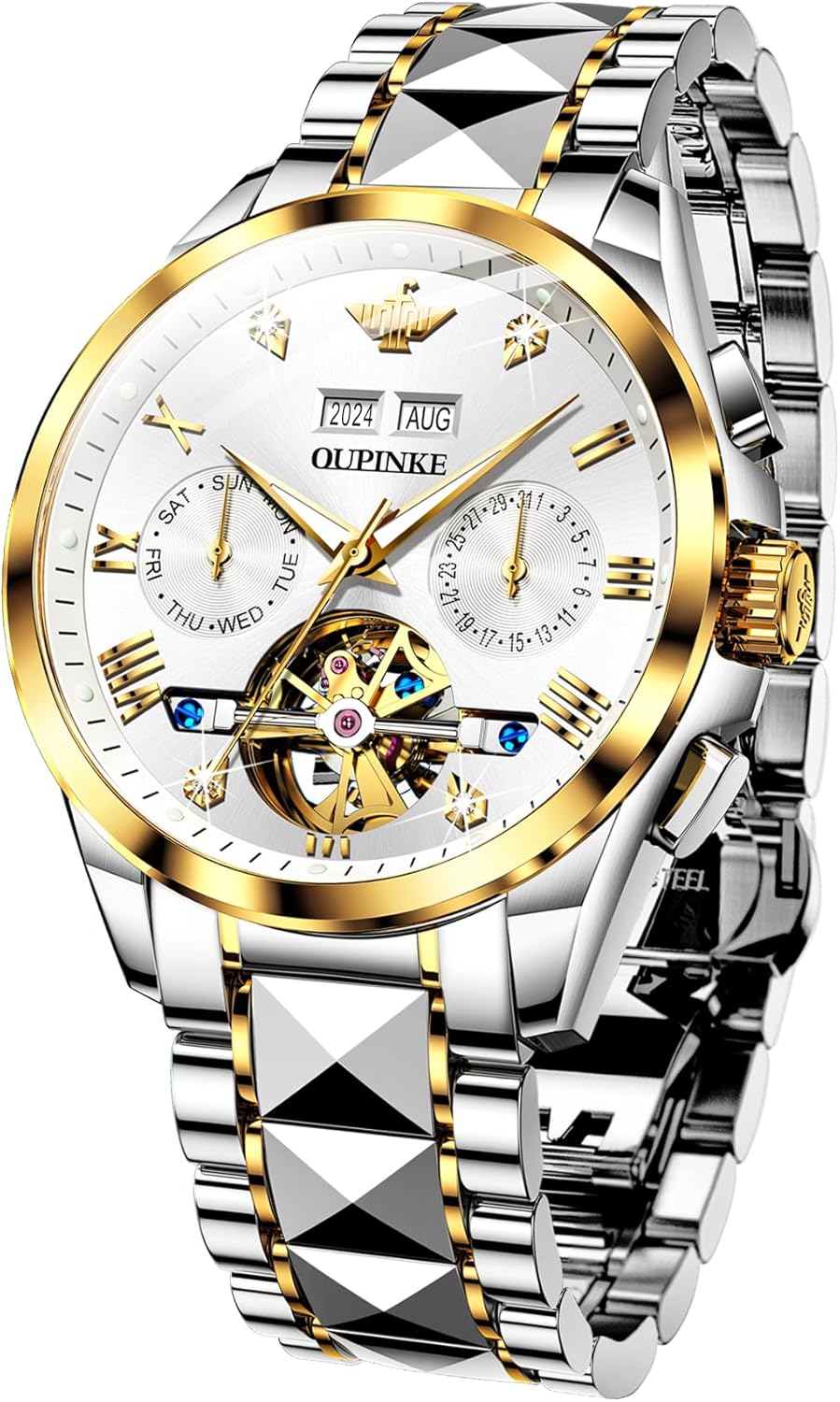 OUPINKE Diamond Skeleton Luxury Watch