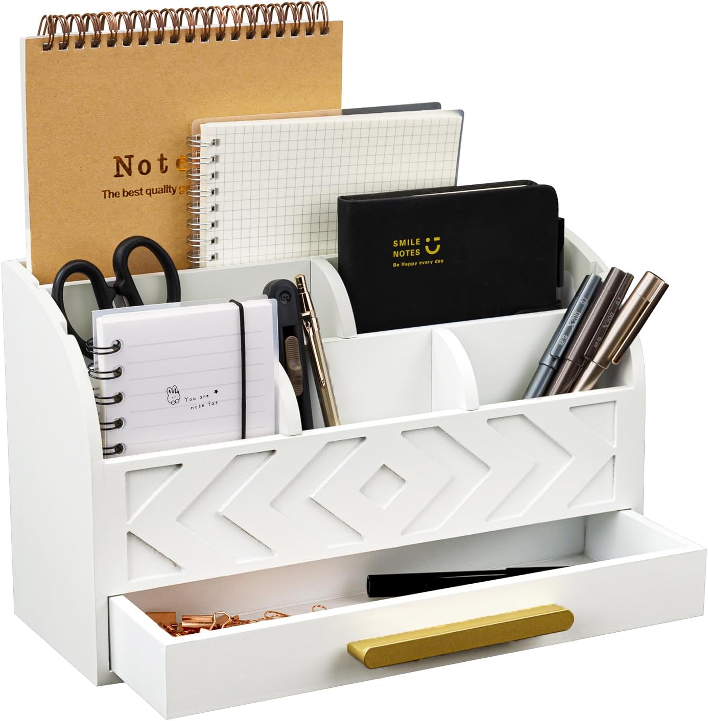White Wooden Desk Organizer: Stylish & Functional