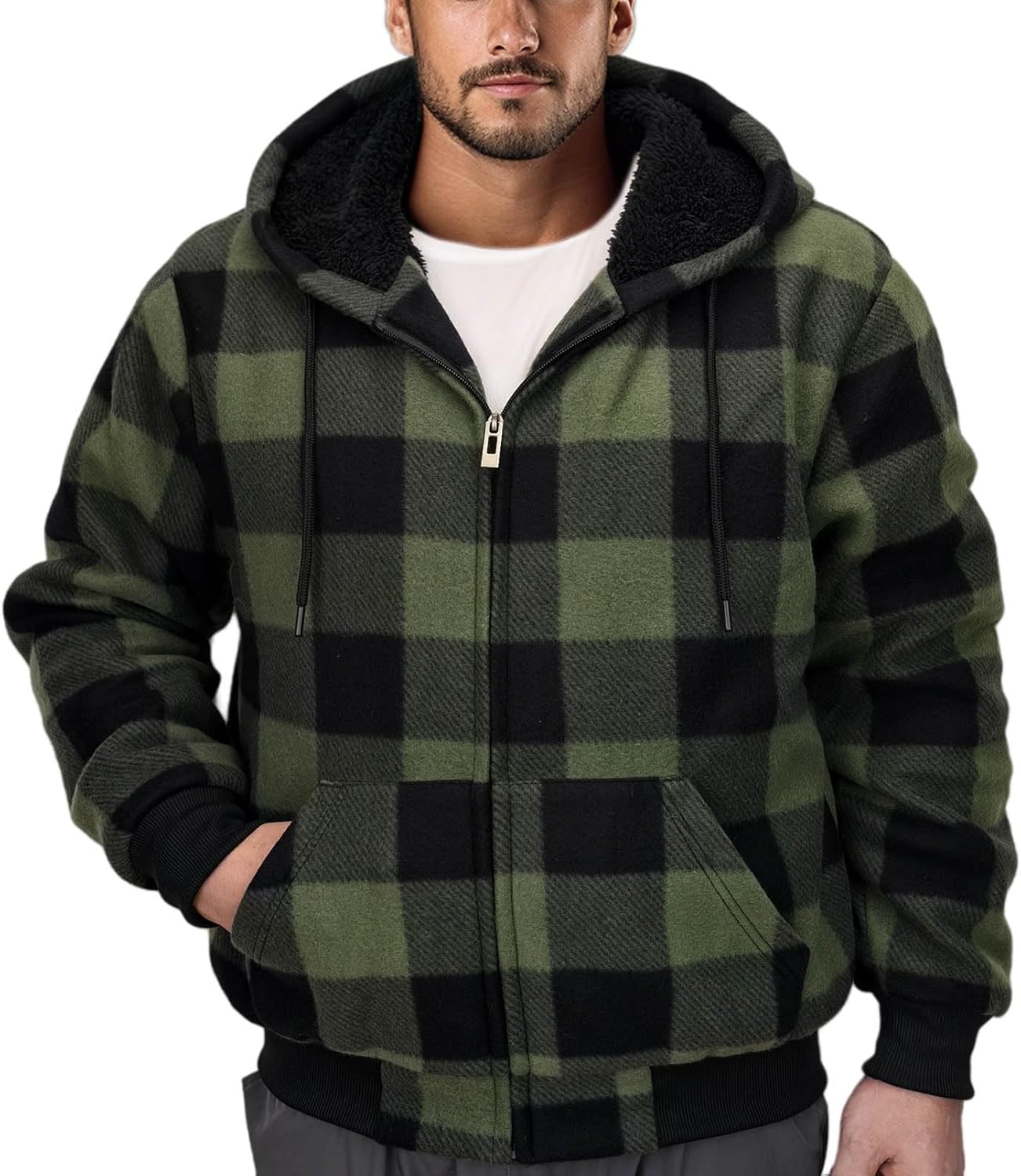 Warm Sherpa-Lined Men's Hoodie by Zerenfy