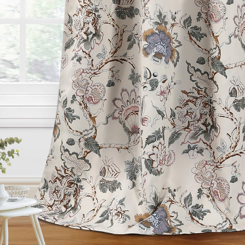 H.VERSAILTEX Blackout Curtains 84 Inch Length Floral Print Set